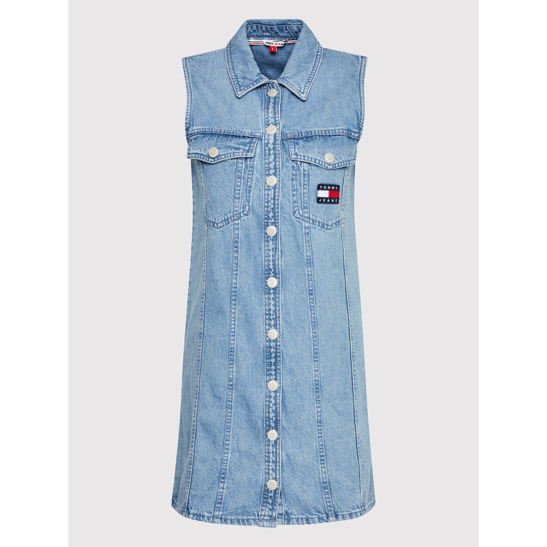 Tommy Jeans Дънкова рокля Badge DW0DW13600 Син Regular Fit - Pepit.bg