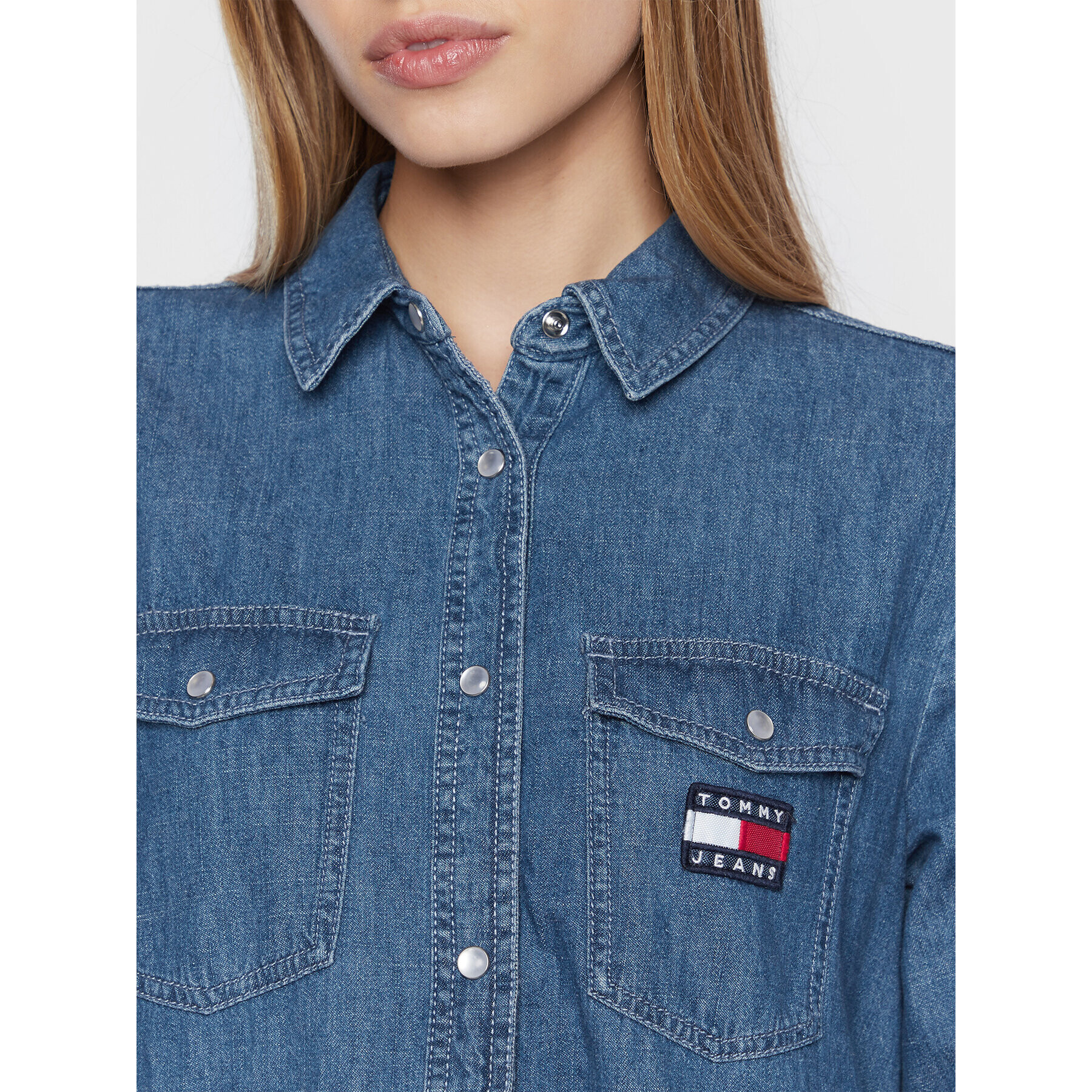 Tommy Jeans Дънкова рокля Denim DW0DW14549 Тъмносин Regular Fit - Pepit.bg