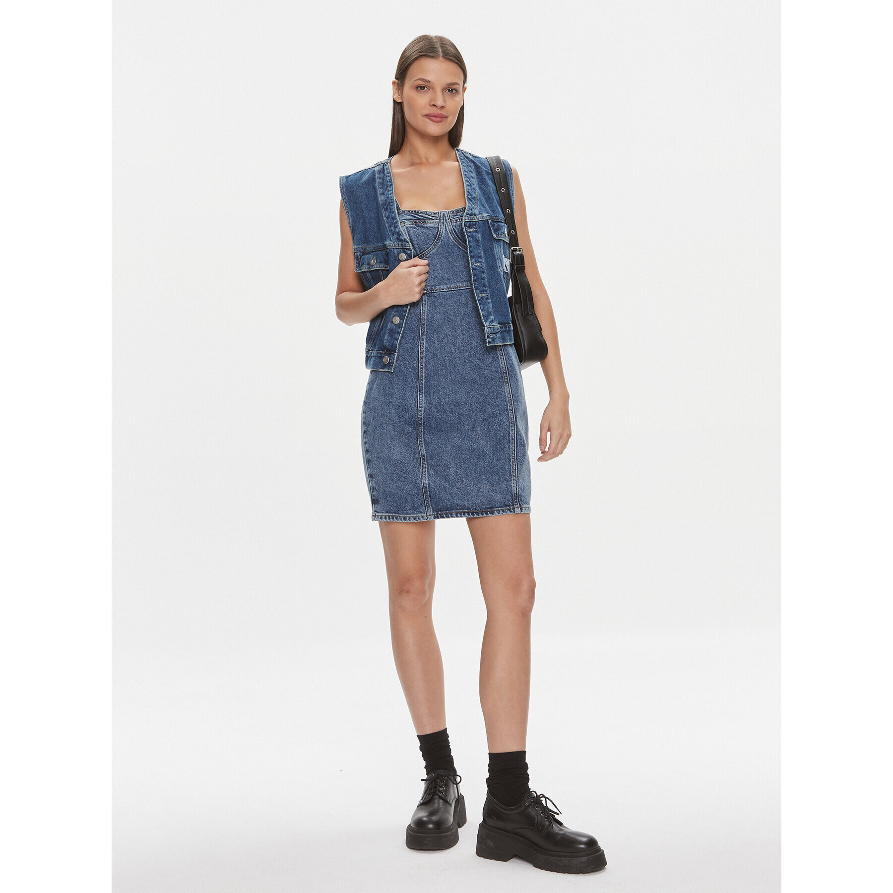 Tommy Jeans Дънкова рокля DW0DW17054 Син Slim Fit - Pepit.bg