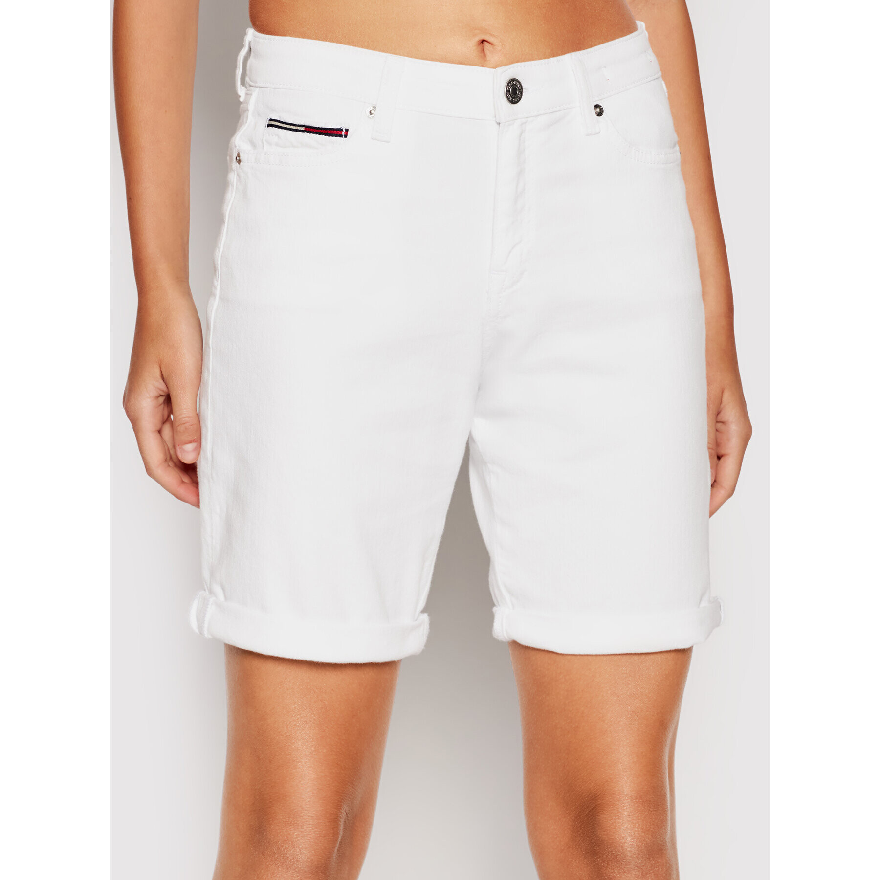 Tommy Jeans Дънкови шорти Bermuda DW0DW10987 Бял Regular Fit - Pepit.bg