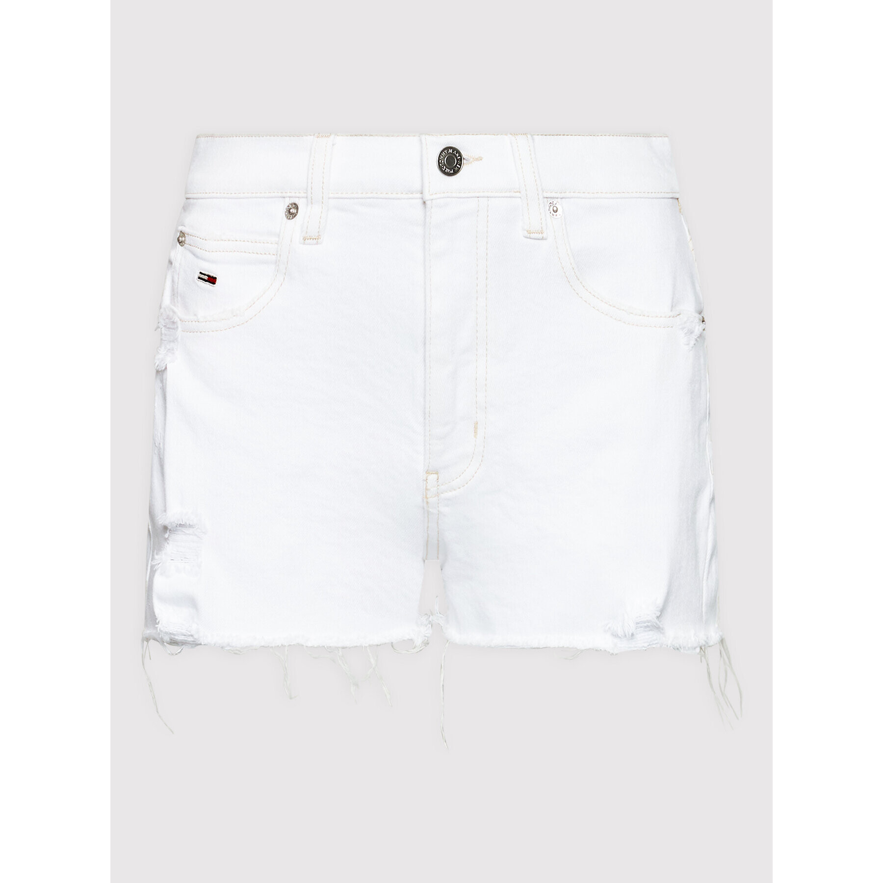 Tommy Jeans Дънкови шорти Hotpant DW0DW12455 Бял Regular Fit - Pepit.bg