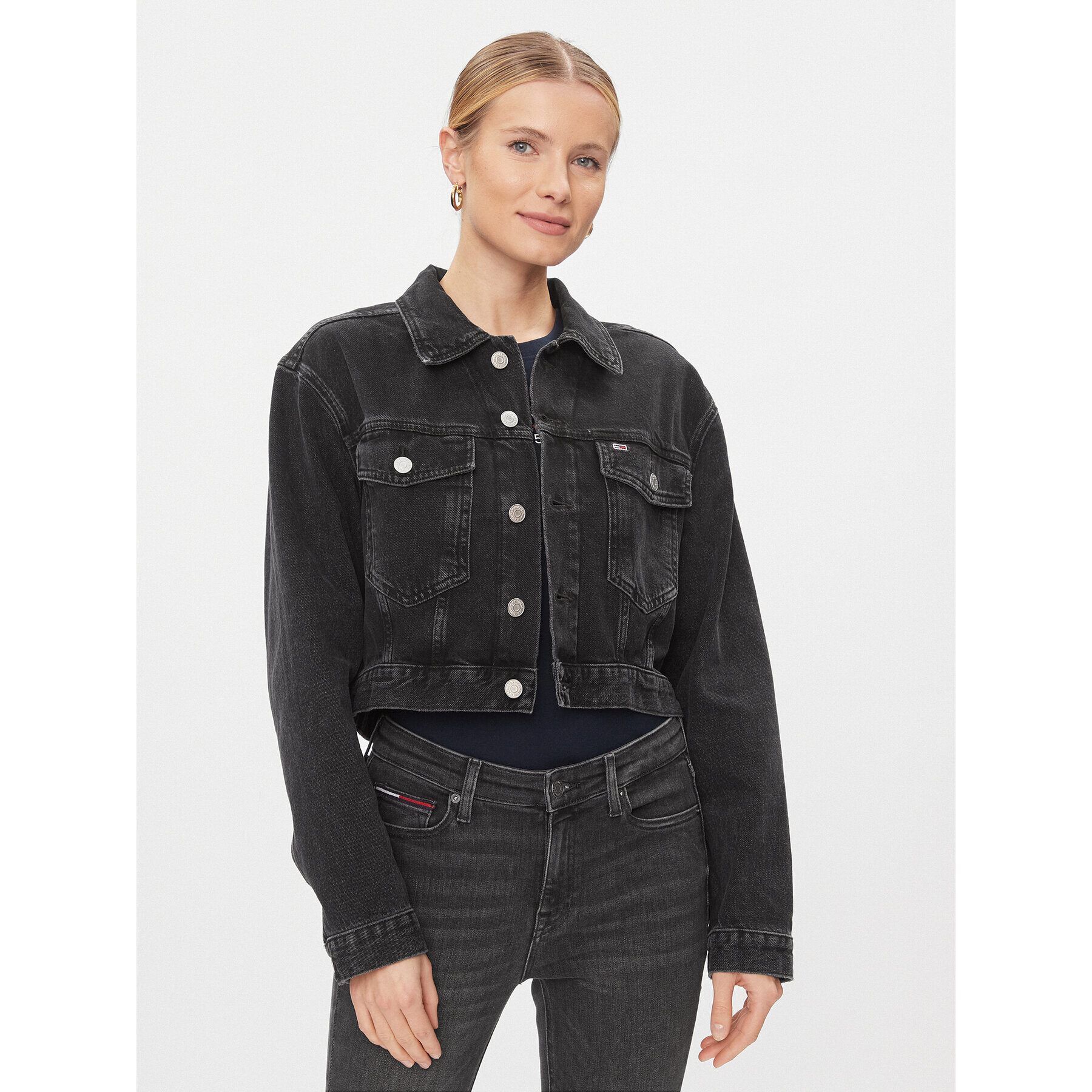 Tommy Jeans Дънково яке Claire DW0DW16054 Черен Regular Fit - Pepit.bg