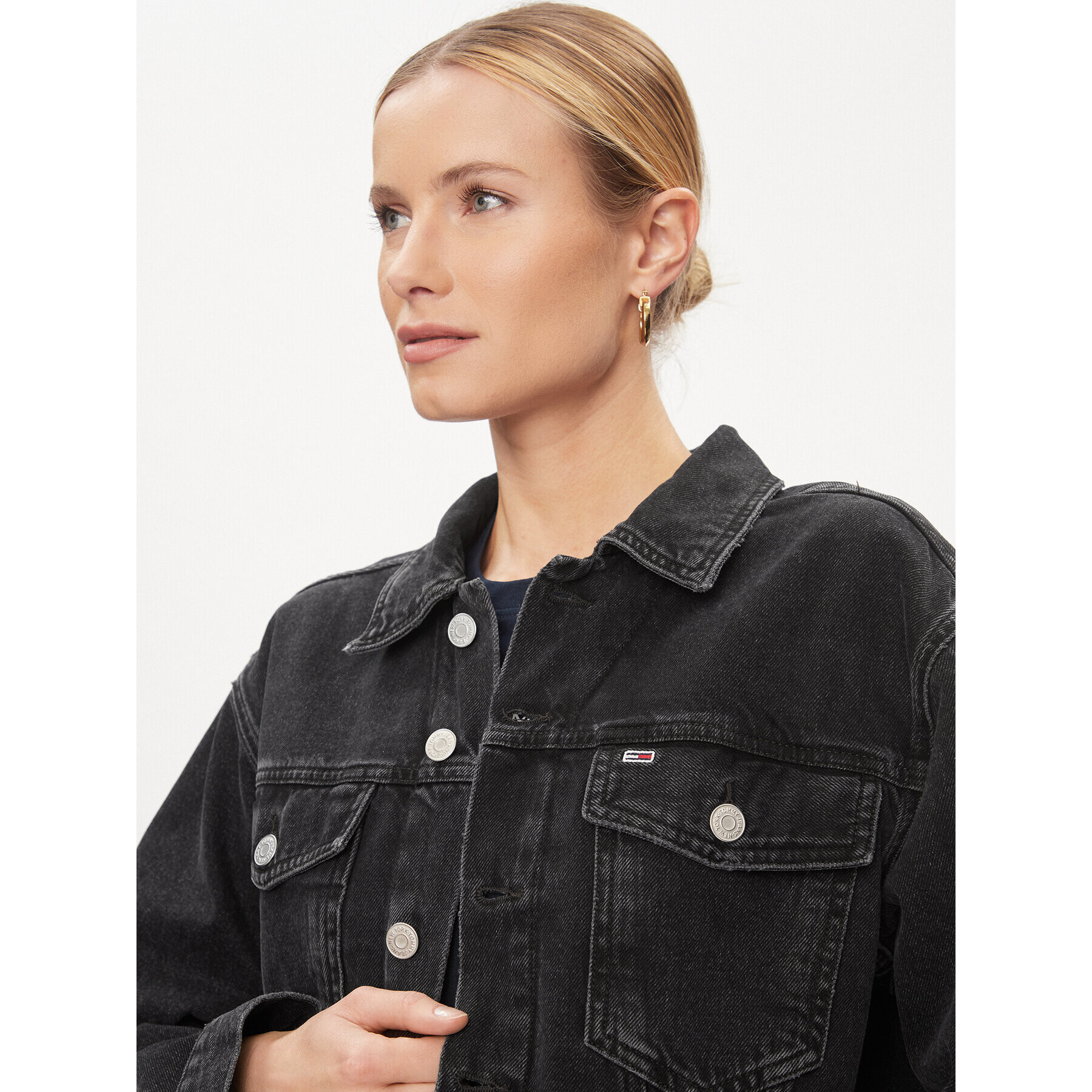 Tommy Jeans Дънково яке Claire DW0DW16054 Черен Regular Fit - Pepit.bg