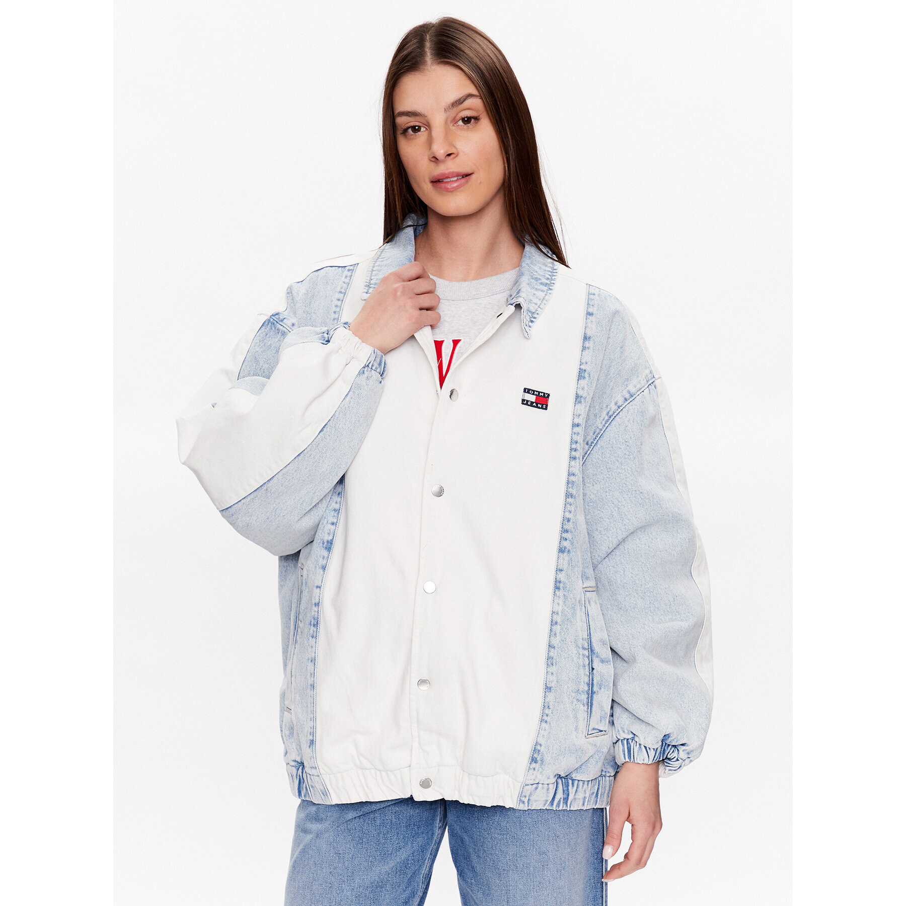 Tommy Jeans Дънково яке College DW0DW15617 Син Oversize - Pepit.bg