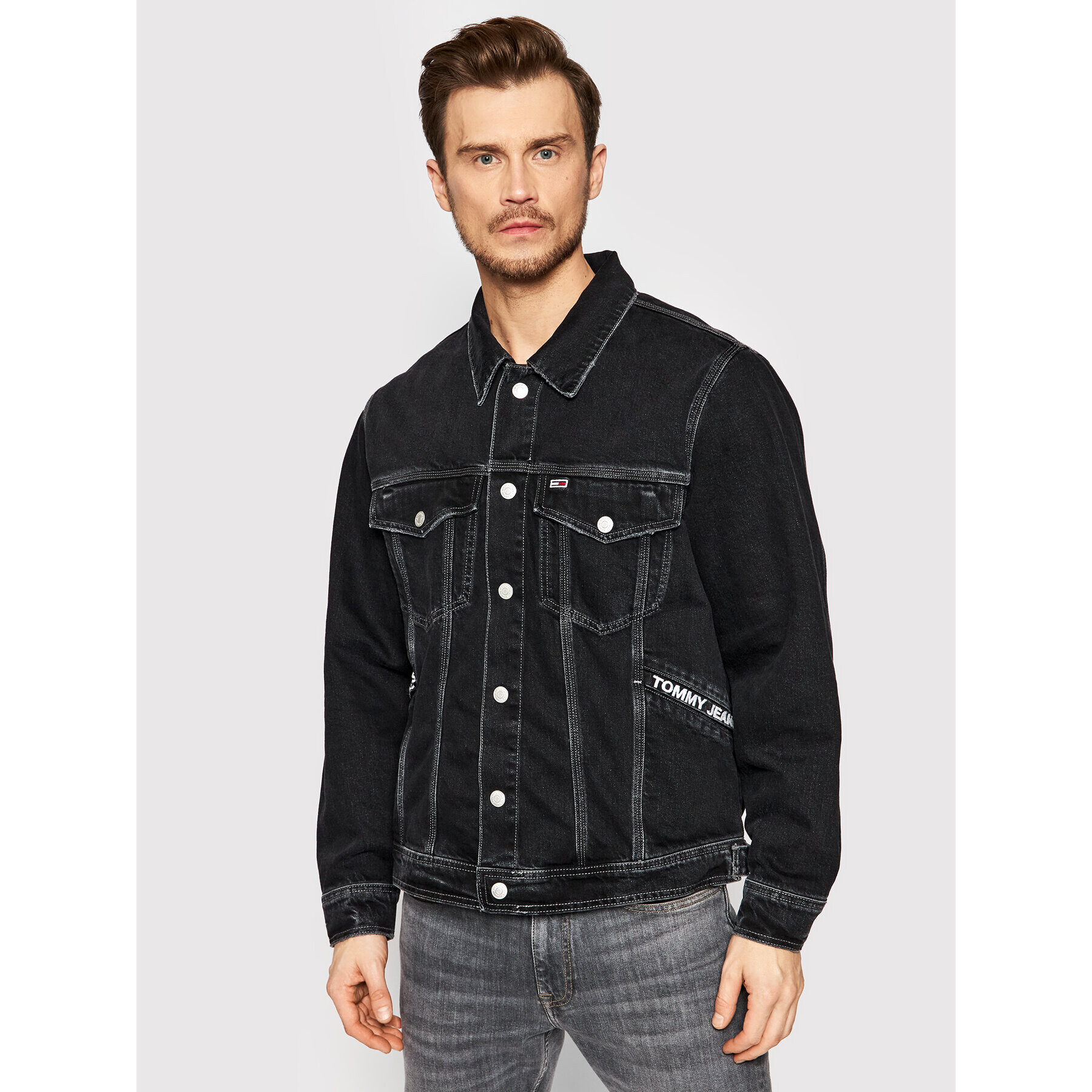 Tommy Jeans Дънково яке Track DM0DM12462 Черен Oversize - Pepit.bg