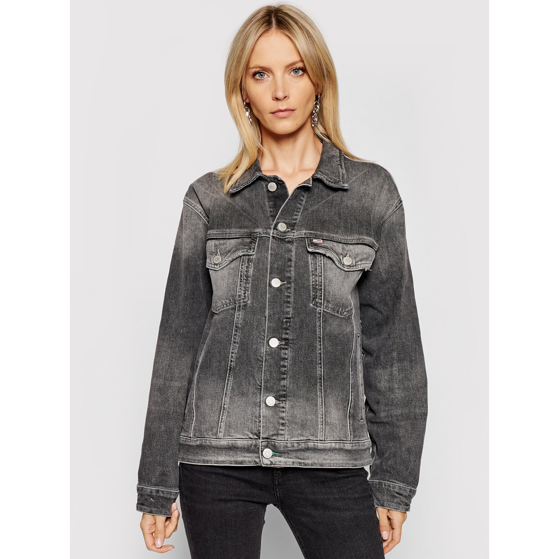 Tommy Jeans Дънково яке Trucker DW0DW10260 Сив Oversize - Pepit.bg
