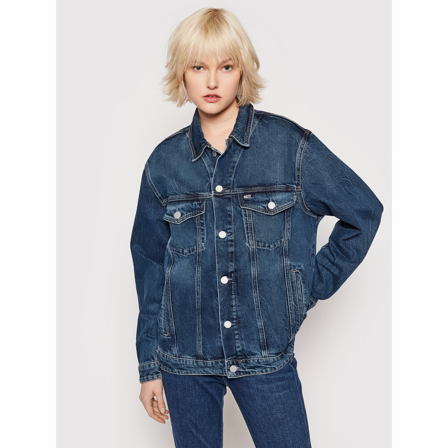 Tommy Jeans Дънково яке Trucker DW0DW10667 Тъмносин Oversize - Pepit.bg