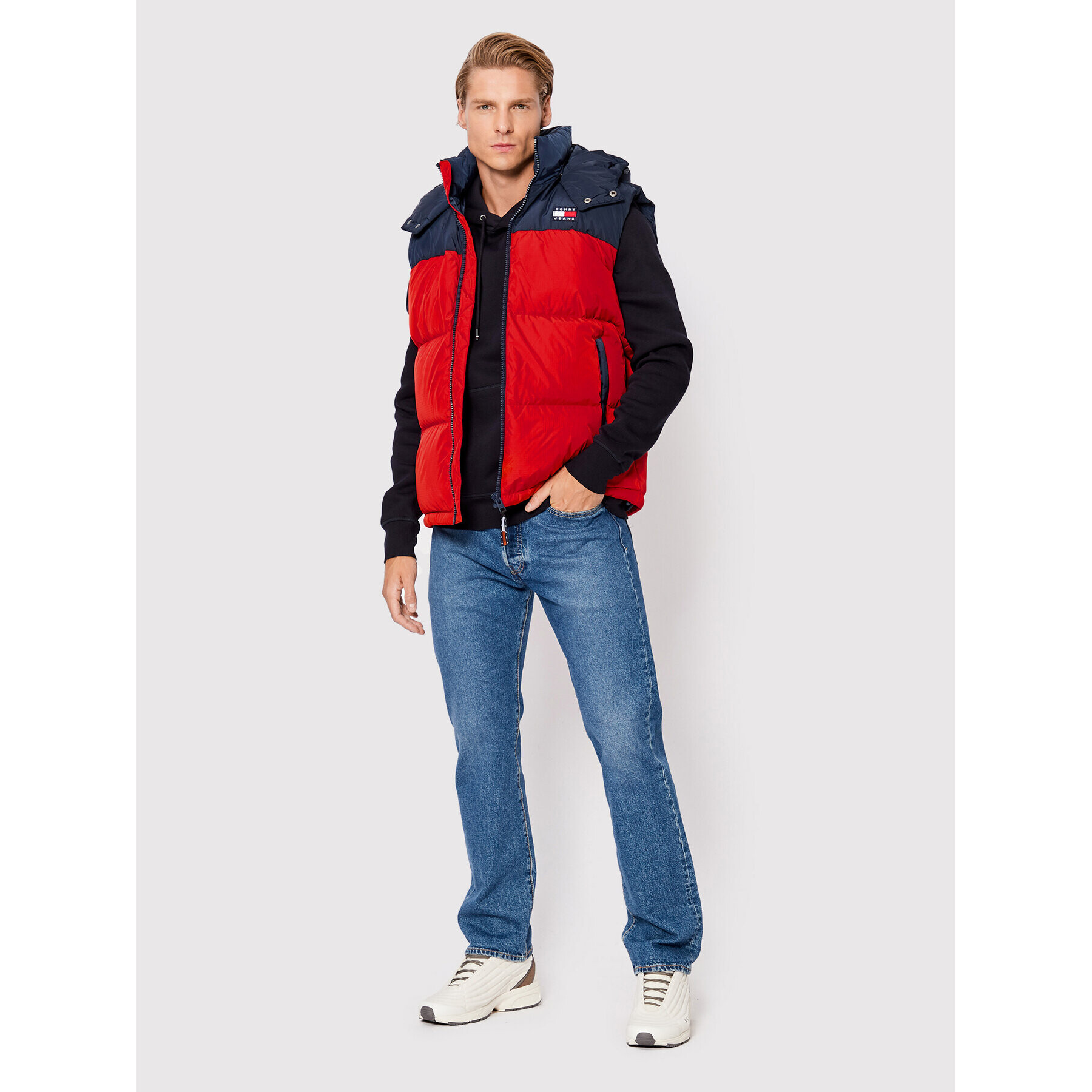 Tommy Jeans Елек Color Block Alaska DM0DM14399 Червен Regular Fit - Pepit.bg