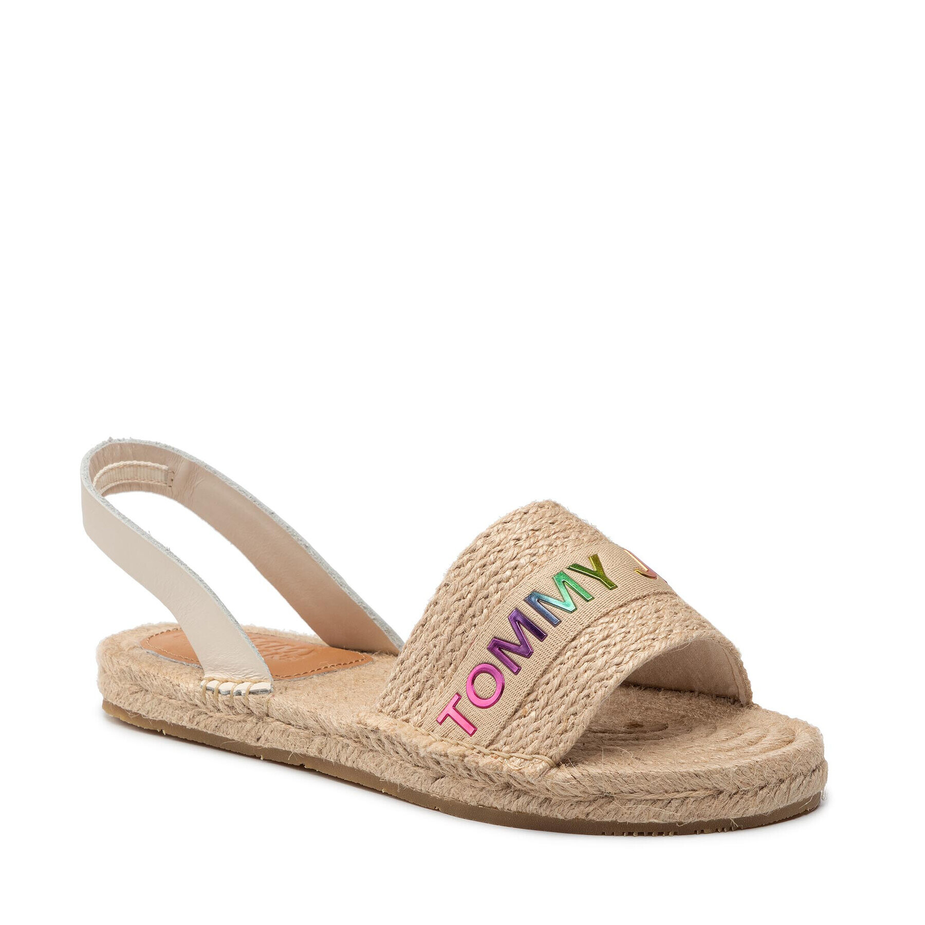 Tommy Jeans Еспадрили Rainbow Branding Flat Sandal EN0EN01324 Бежов - Pepit.bg