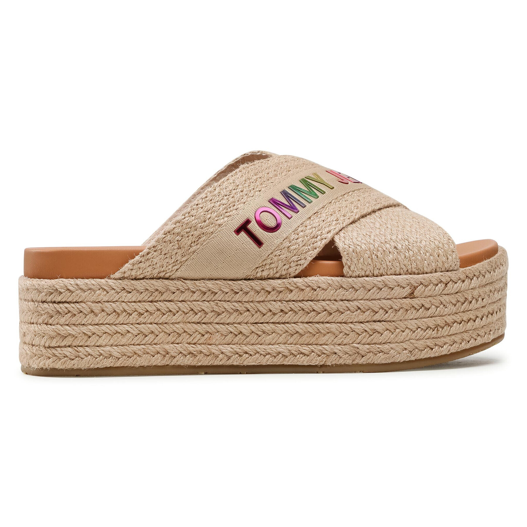 Tommy Jeans Еспадрили Rainbow Branding Mule Flatform EN0EN01313 Бежов - Pepit.bg