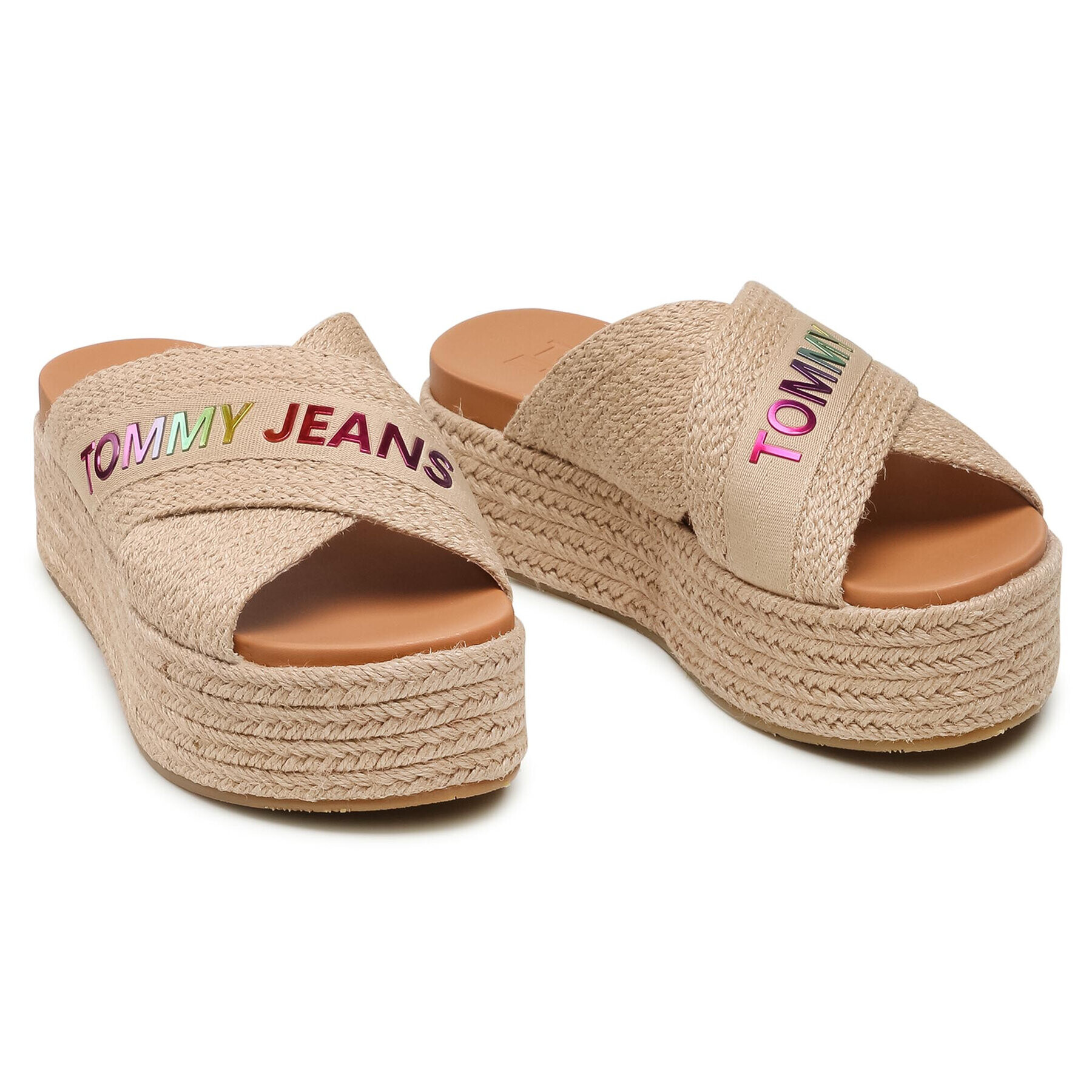 Tommy Jeans Еспадрили Rainbow Branding Mule Flatform EN0EN01313 Бежов - Pepit.bg