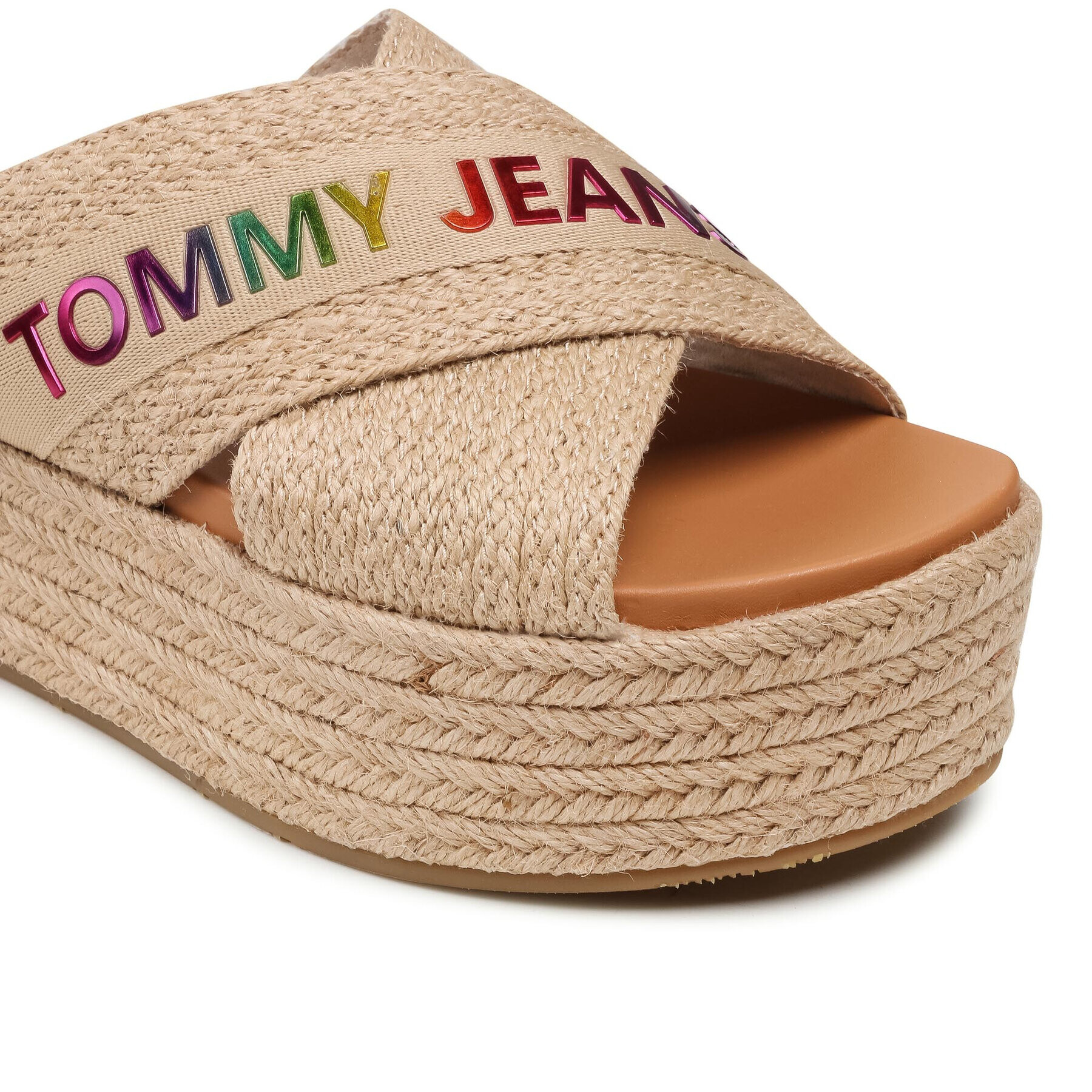 Tommy Jeans Еспадрили Rainbow Branding Mule Flatform EN0EN01313 Бежов - Pepit.bg