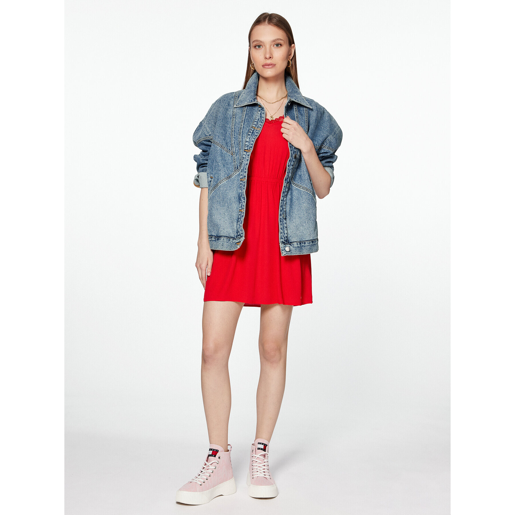 Tommy Jeans Ежедневна рокля DW0DW15174 Червен Regular Fit - Pepit.bg
