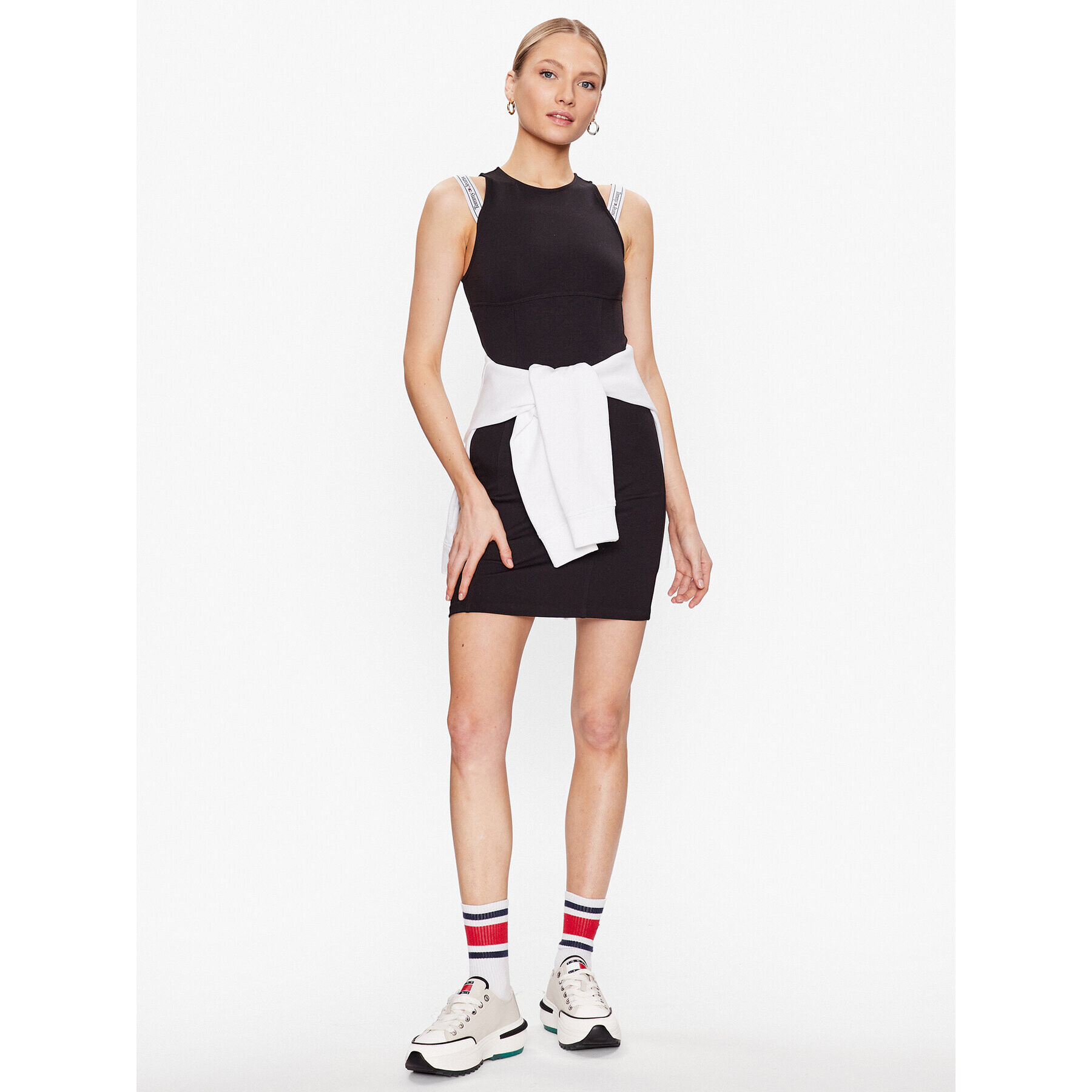 Tommy Jeans Ежедневна рокля Tjw Logo Taping Strap Bodycon DW0DW15350 Черен Bodycon Fit - Pepit.bg