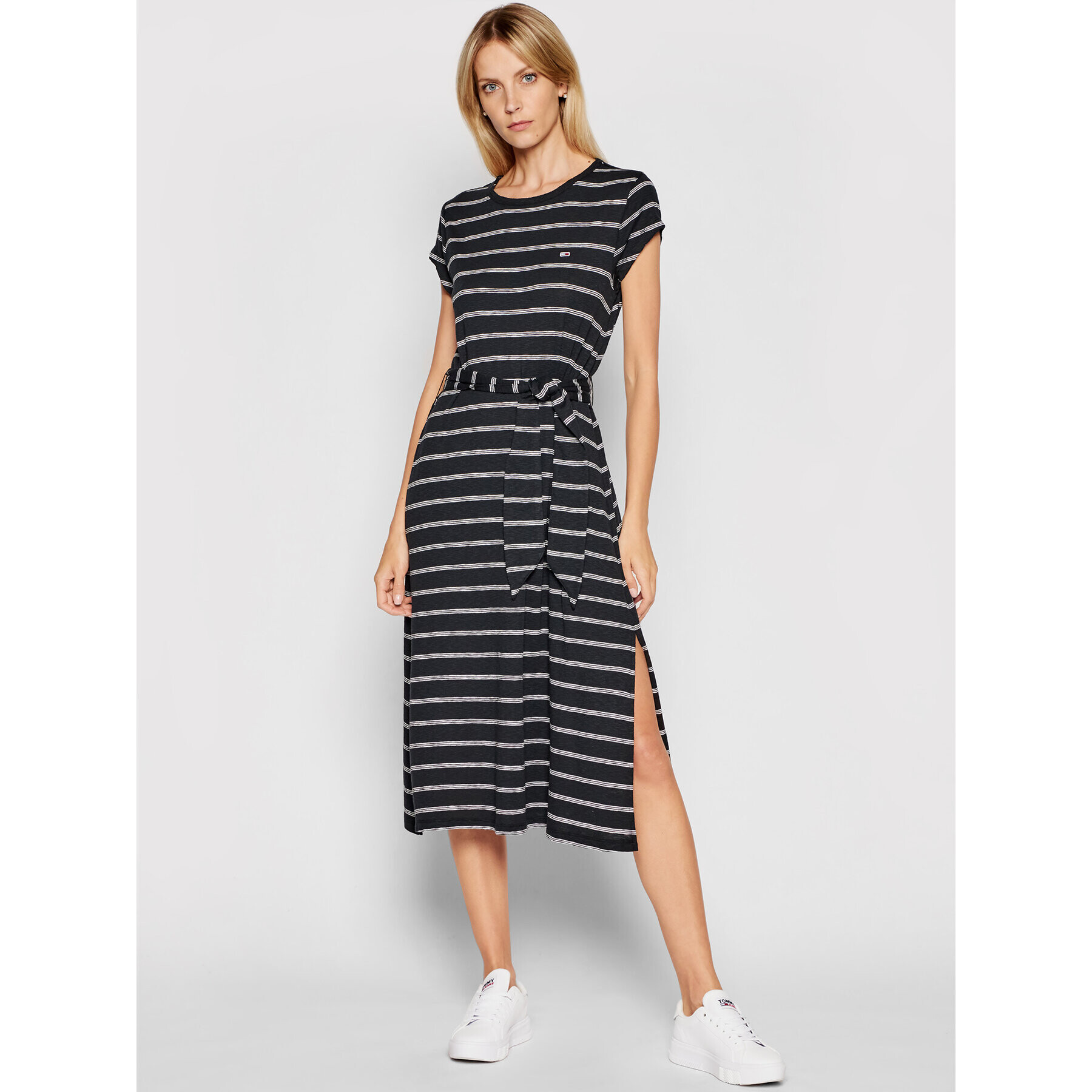 Tommy Jeans Ежедневна рокля Belted Stripe DW0DW09935 Черен Regular Fit - Pepit.bg