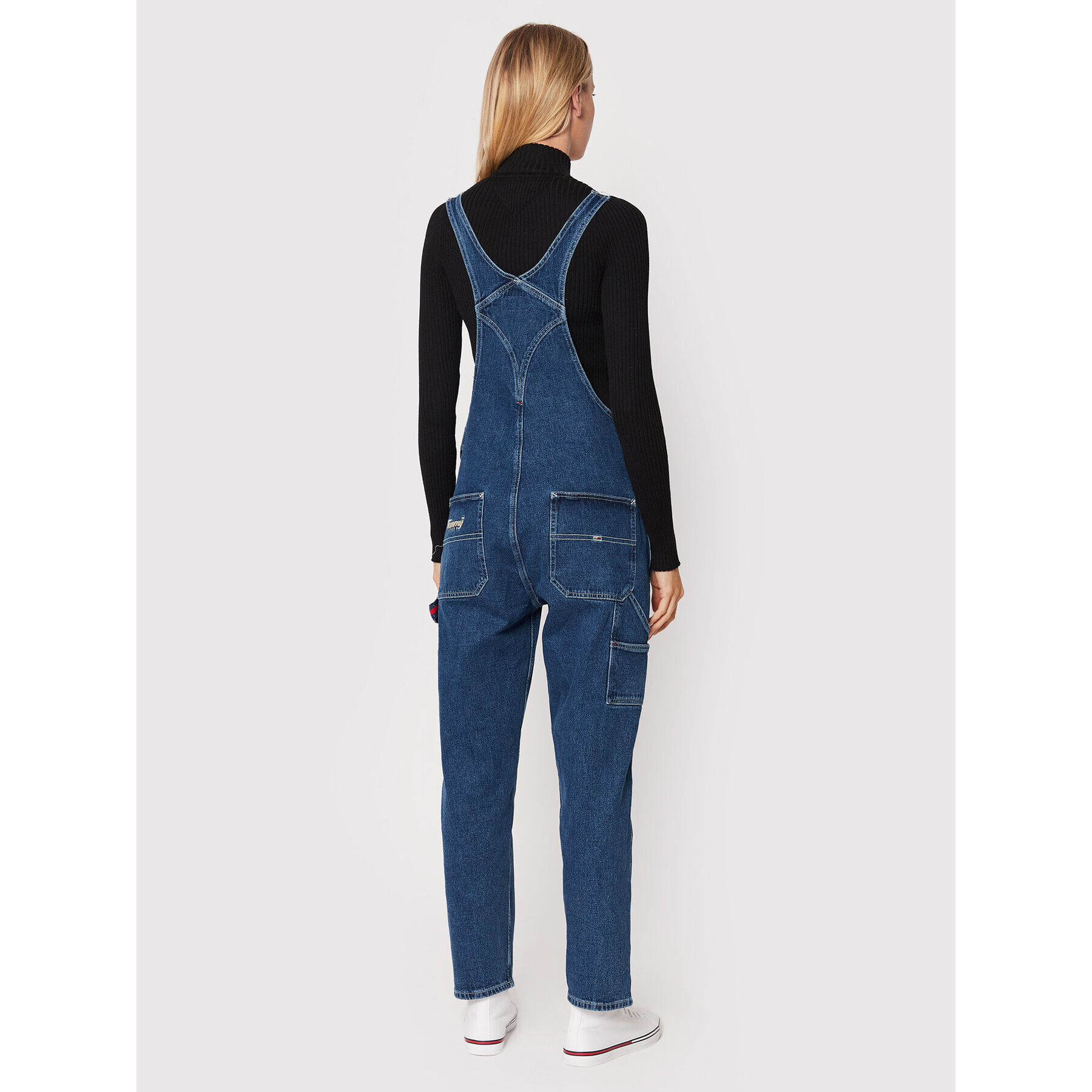 Tommy Jeans Гащеризон с презрамки Tjw Denim Dungaree DW0DW13411 Тъмносин Relaxed Fit - Pepit.bg