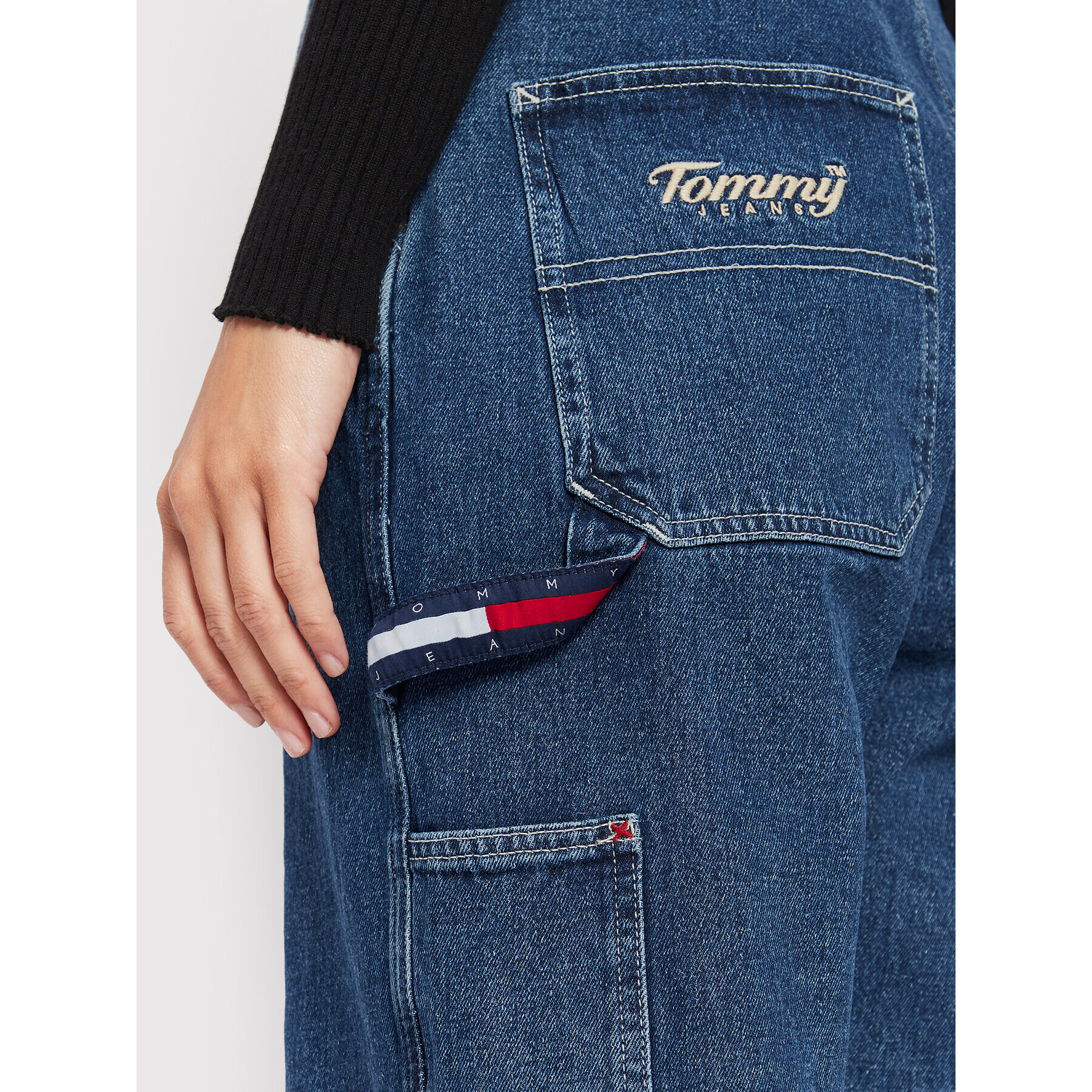 Tommy Jeans Гащеризон с презрамки Tjw Denim Dungaree DW0DW13411 Тъмносин Relaxed Fit - Pepit.bg