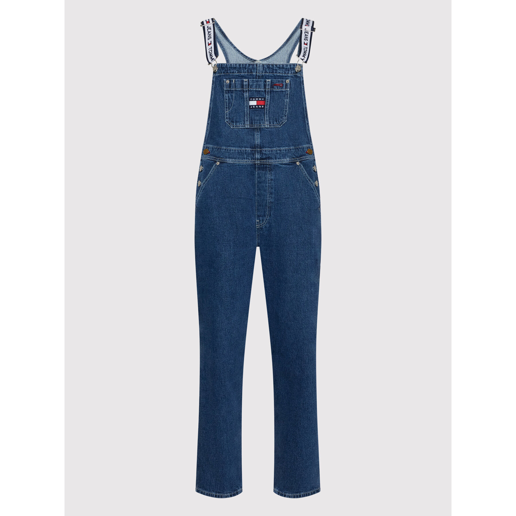 Tommy Jeans Гащеризон с презрамки Tjw Denim Dungaree DW0DW13411 Тъмносин Relaxed Fit - Pepit.bg