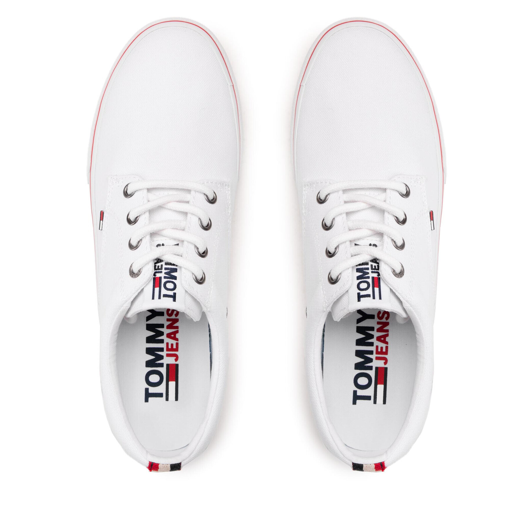 Tommy Jeans Гуменки Textile Sneaker EM0EM00001 Бял - Pepit.bg