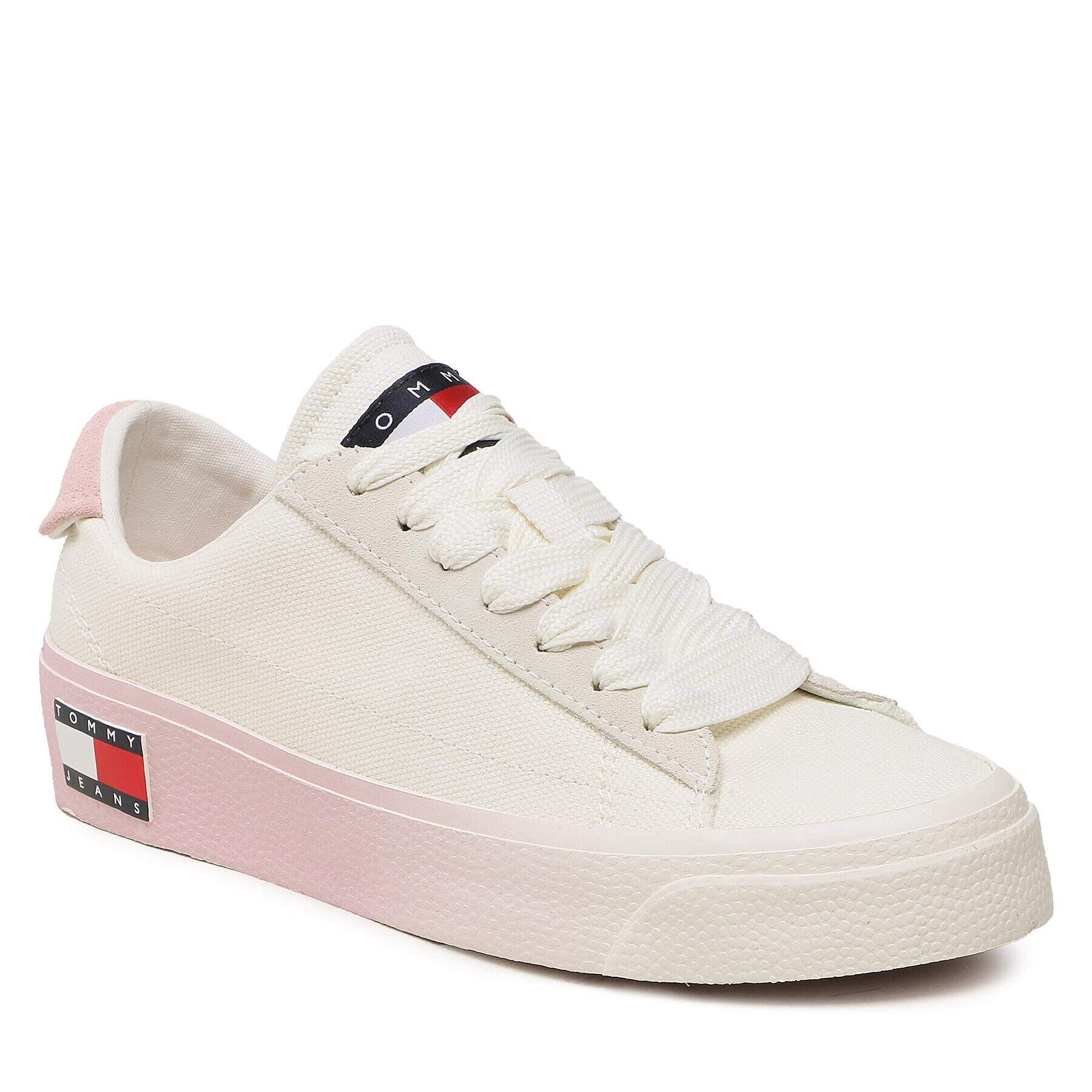 Tommy Jeans Гуменки Vulc Flatform Canvas EN0EN02096 Бял - Pepit.bg