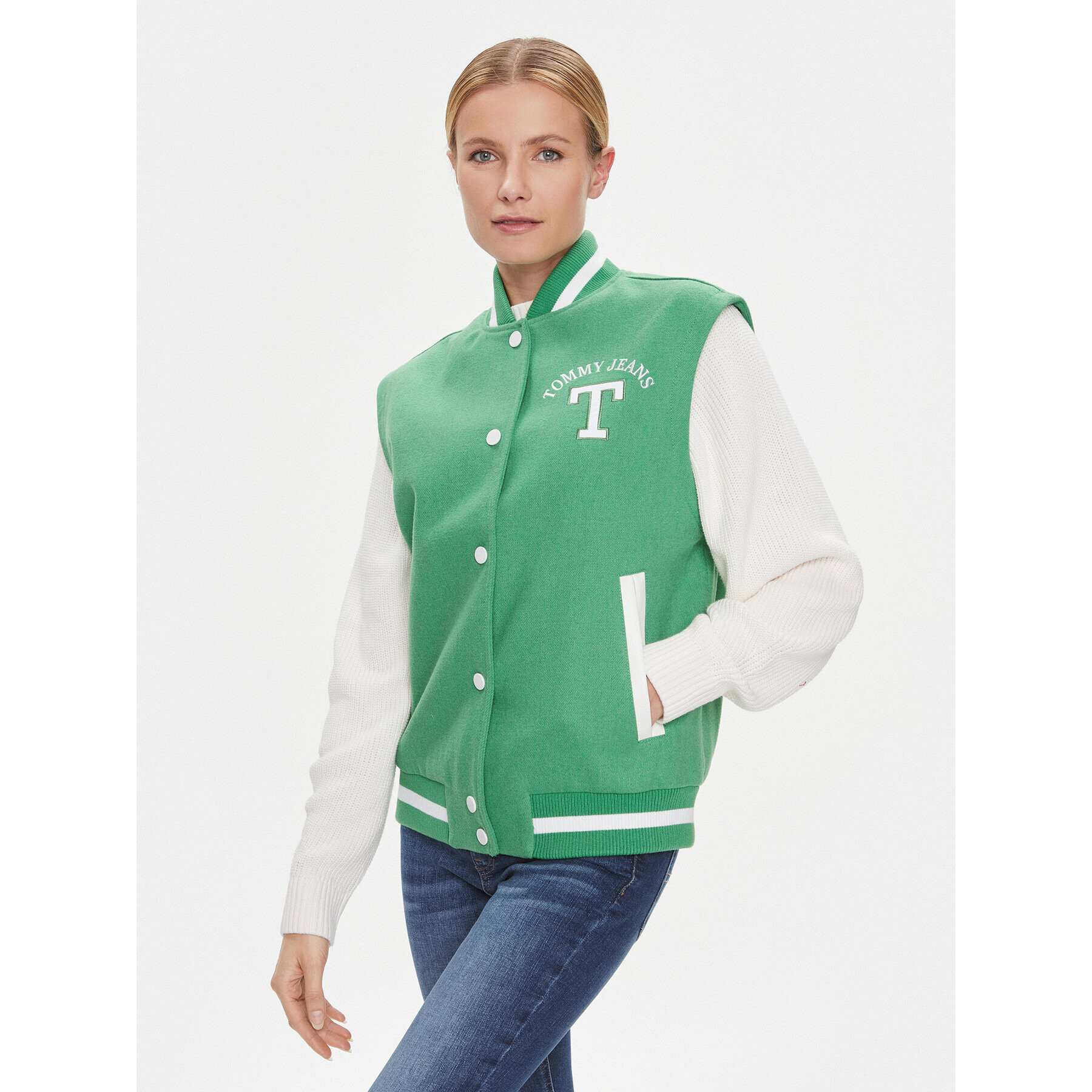 Tommy Jeans Яке бомбър Letterman DW0DW15958 Зелен Regular Fit - Pepit.bg