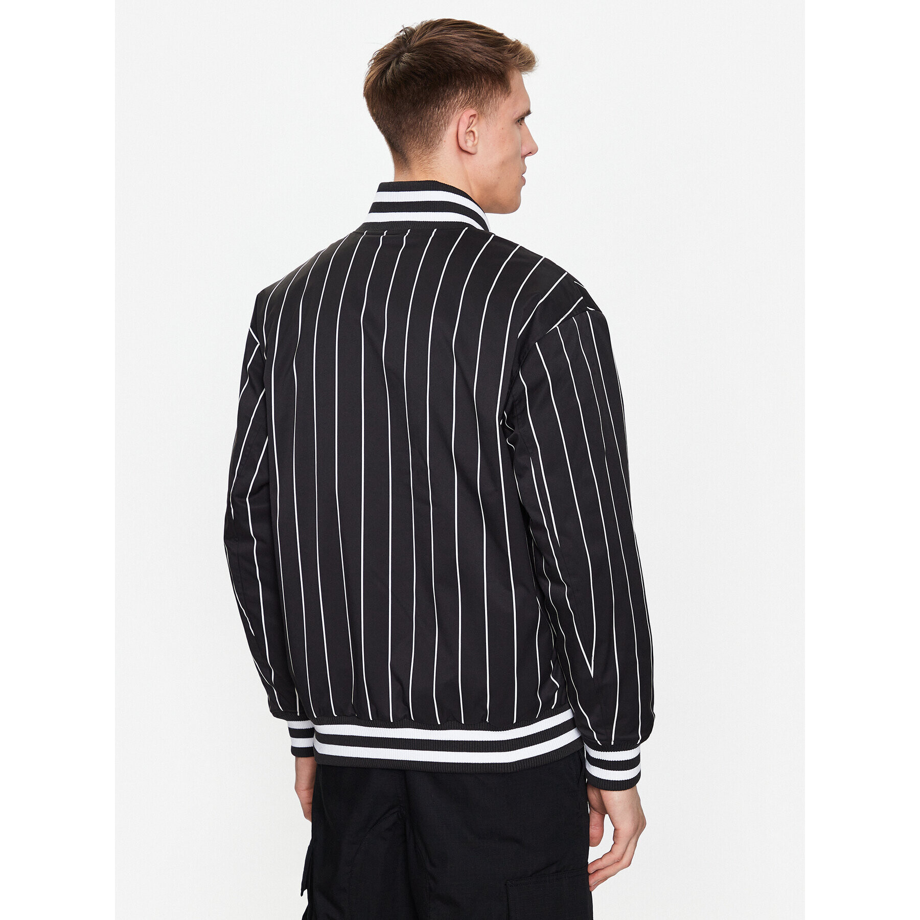 Tommy Jeans Яке бомбър Pinstripe DM0DM15917 Черен Relaxed Fit - Pepit.bg