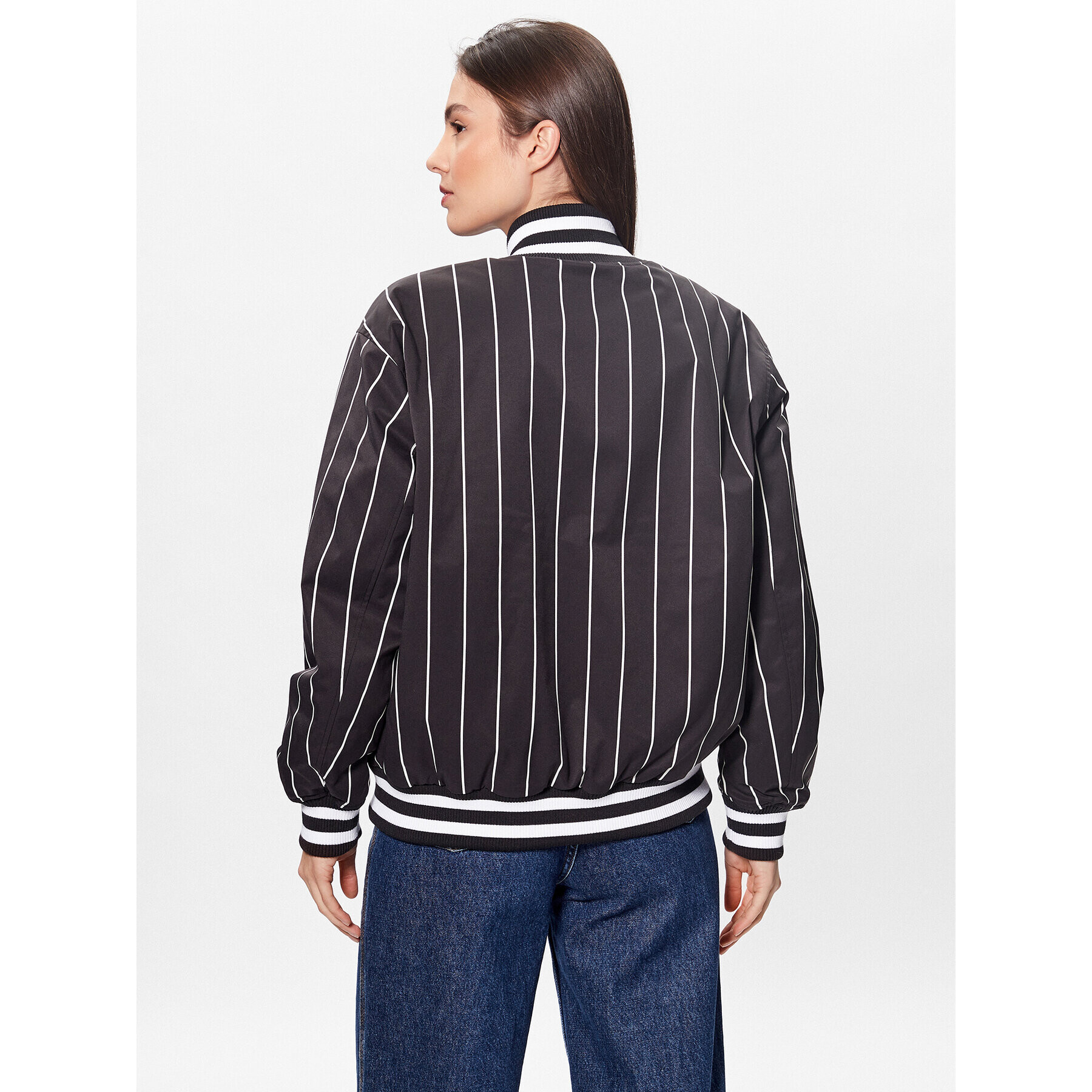 Tommy Jeans Яке бомбър Pinstripe Letterman DW0DW15336 Черен Relaxed Fit - Pepit.bg