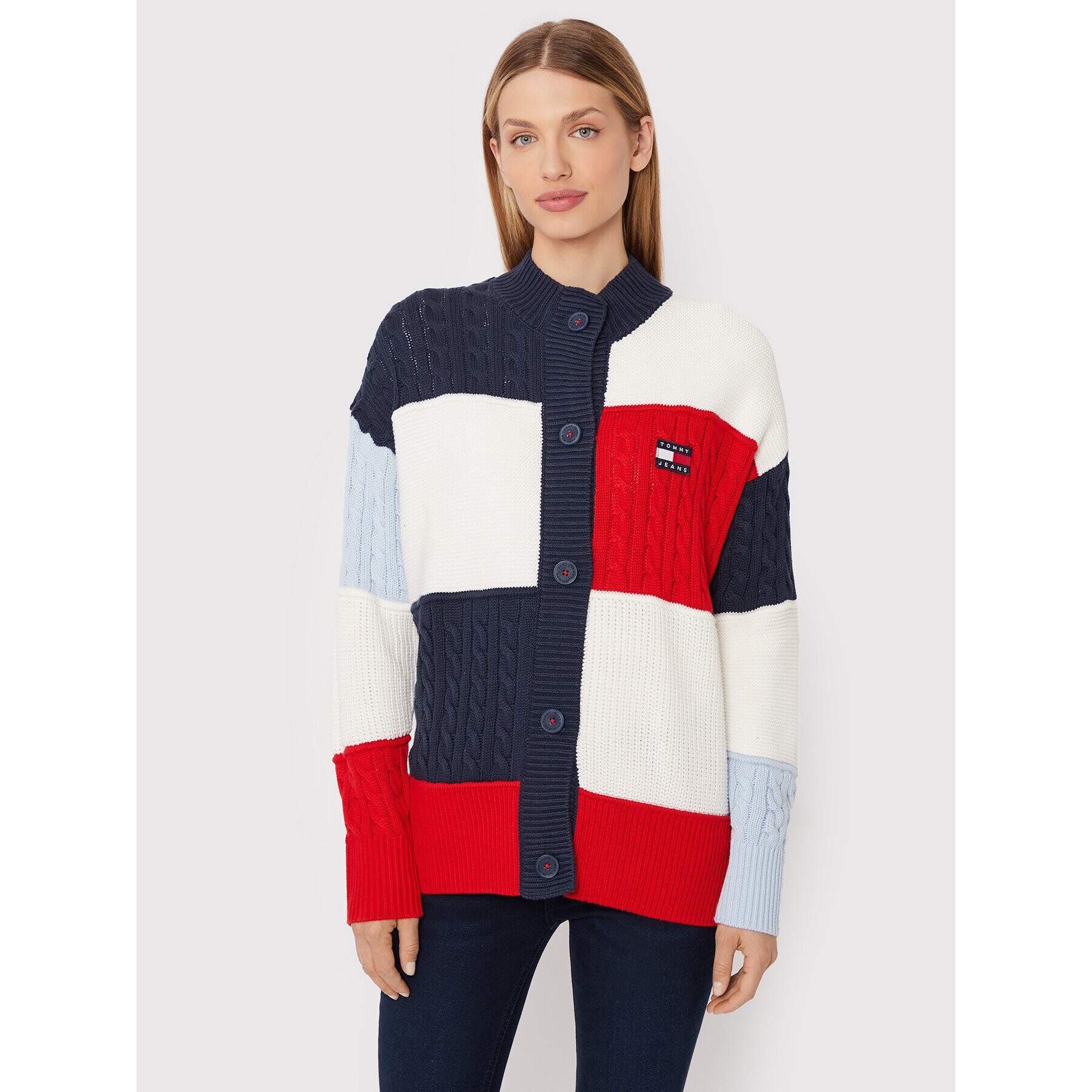 Tommy Jeans Кардиган Back Flag DW0DW13434 Цветен Oversize - Pepit.bg