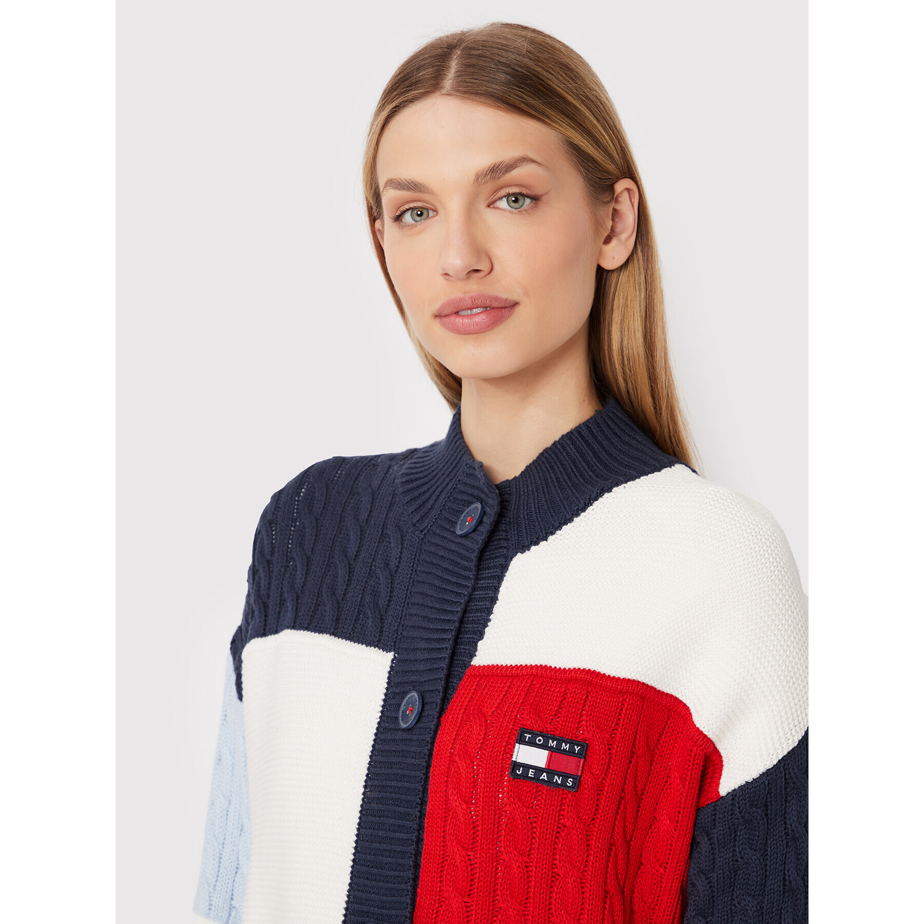 Tommy Jeans Кардиган Back Flag DW0DW13434 Цветен Oversize - Pepit.bg