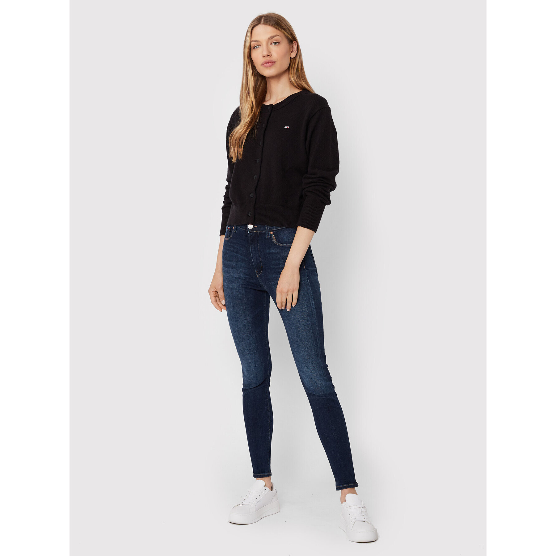 Tommy Jeans Кардиган Crew Neck DW0DW13789 Черен Regular Fit - Pepit.bg