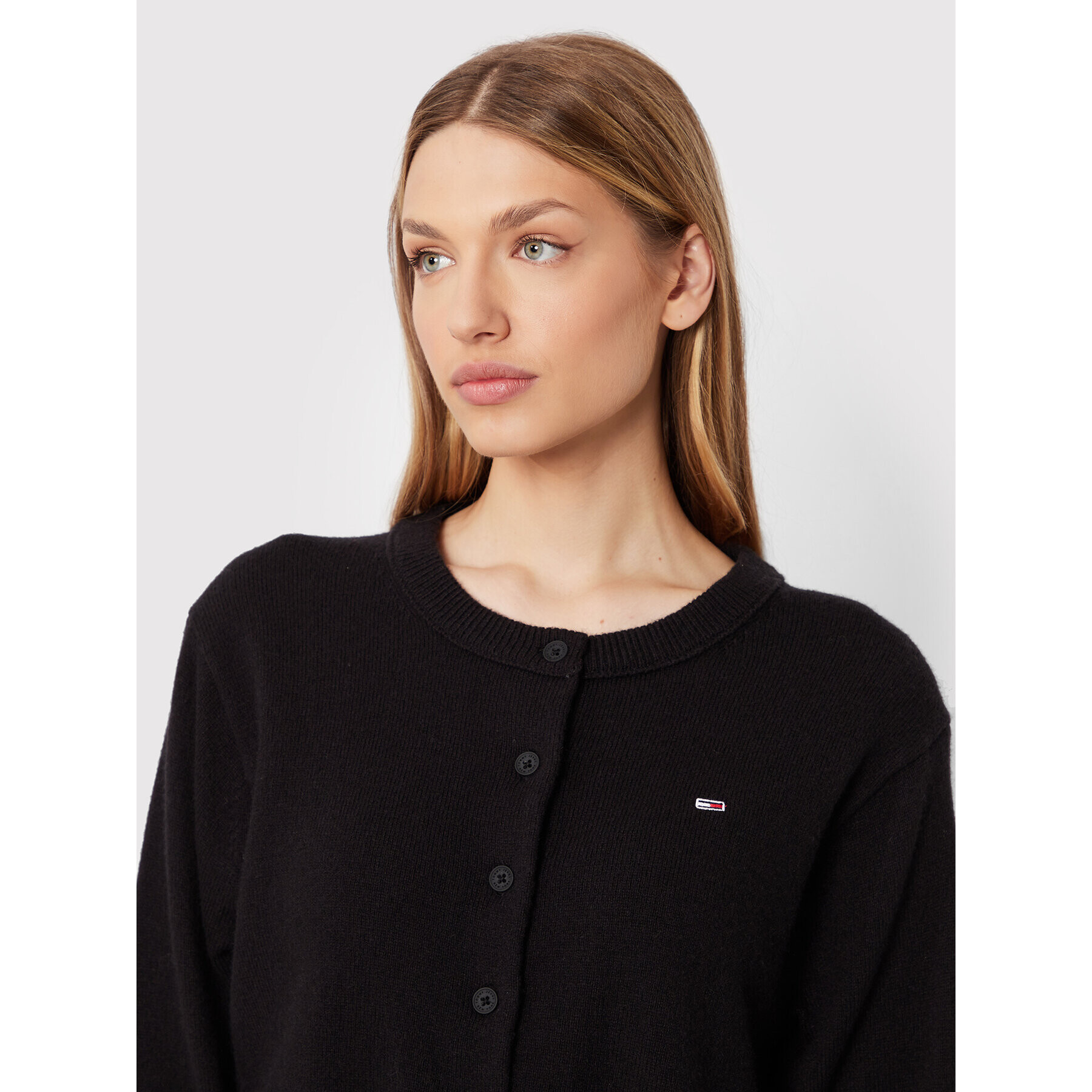 Tommy Jeans Кардиган Crew Neck DW0DW13789 Черен Regular Fit - Pepit.bg