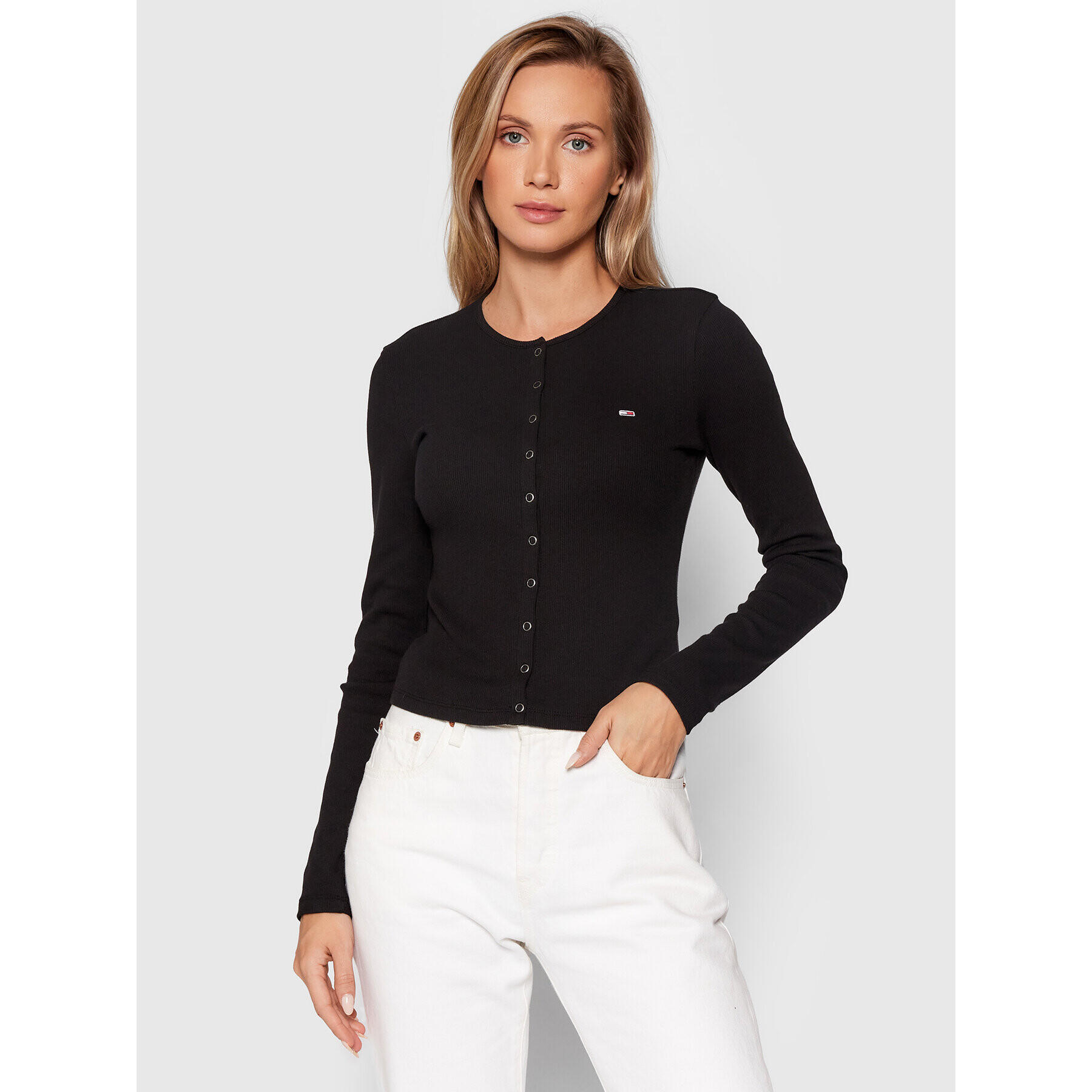 Tommy Jeans Кардиган DW0DW11033 Черен Slim Fit - Pepit.bg