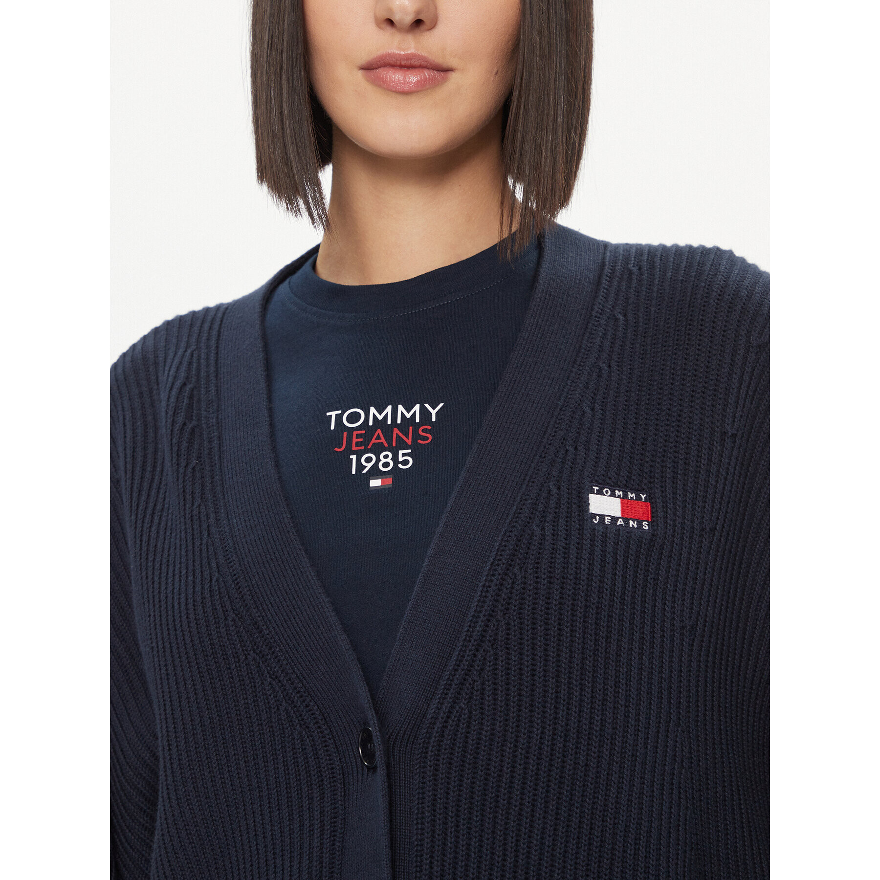 Tommy Jeans Кардиган Essential DW0DW17253 Тъмносин Relaxed Fit - Pepit.bg