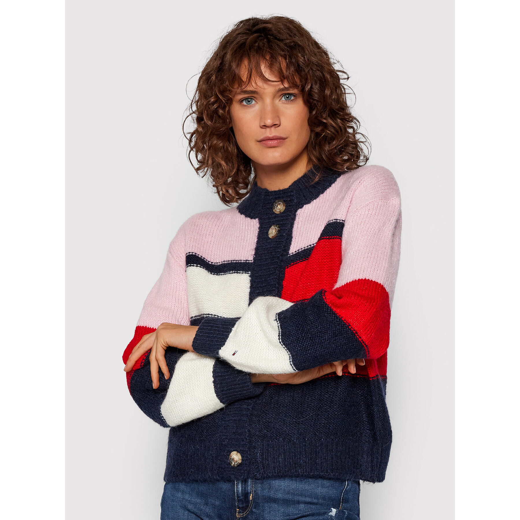 Tommy Jeans Кардиган Tjw Colorblock DW0DW11000 Цветен Boxy Fit - Pepit.bg