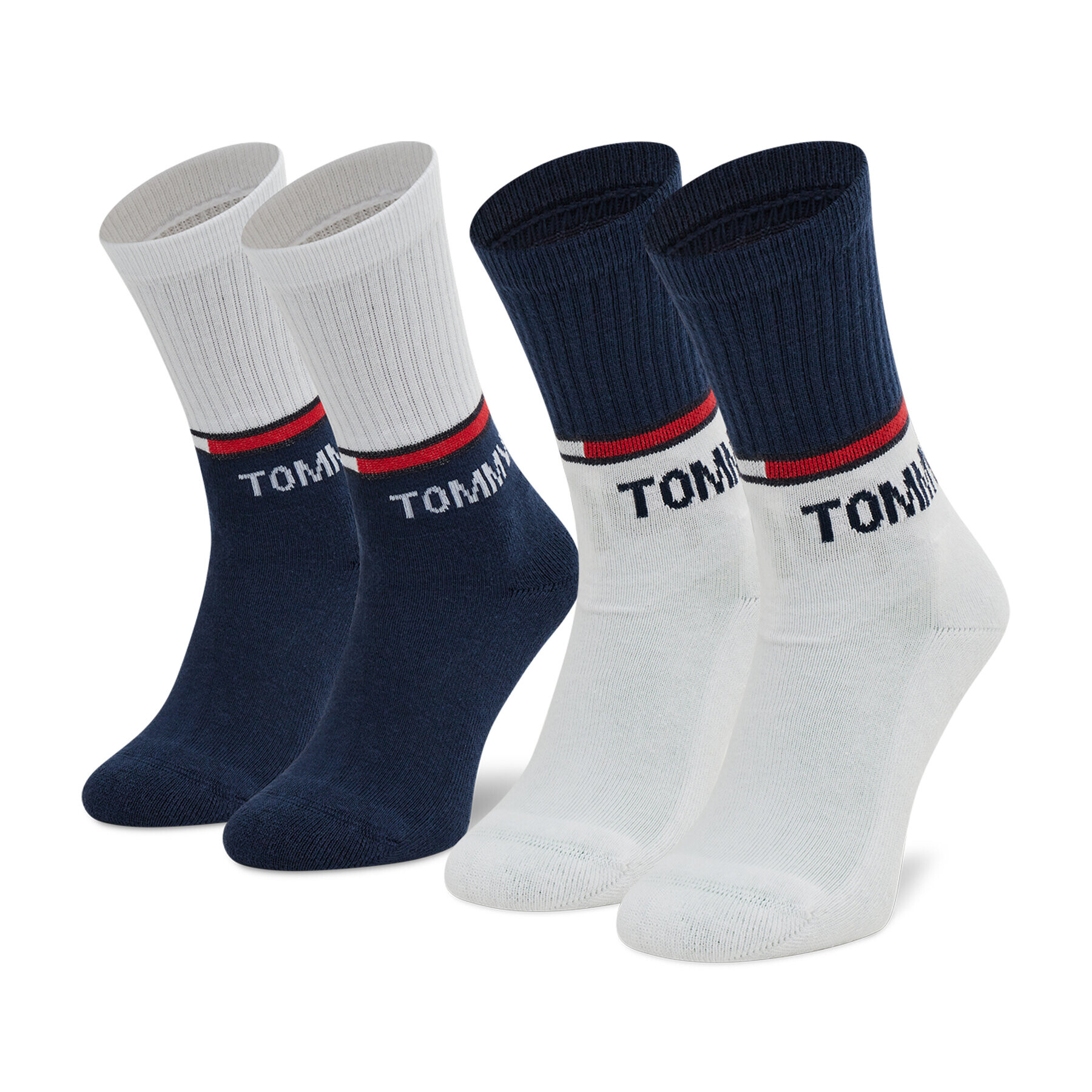 Tommy Jeans Комплект 2 чифта дълги чорапи детски 701210515 Бял - Pepit.bg