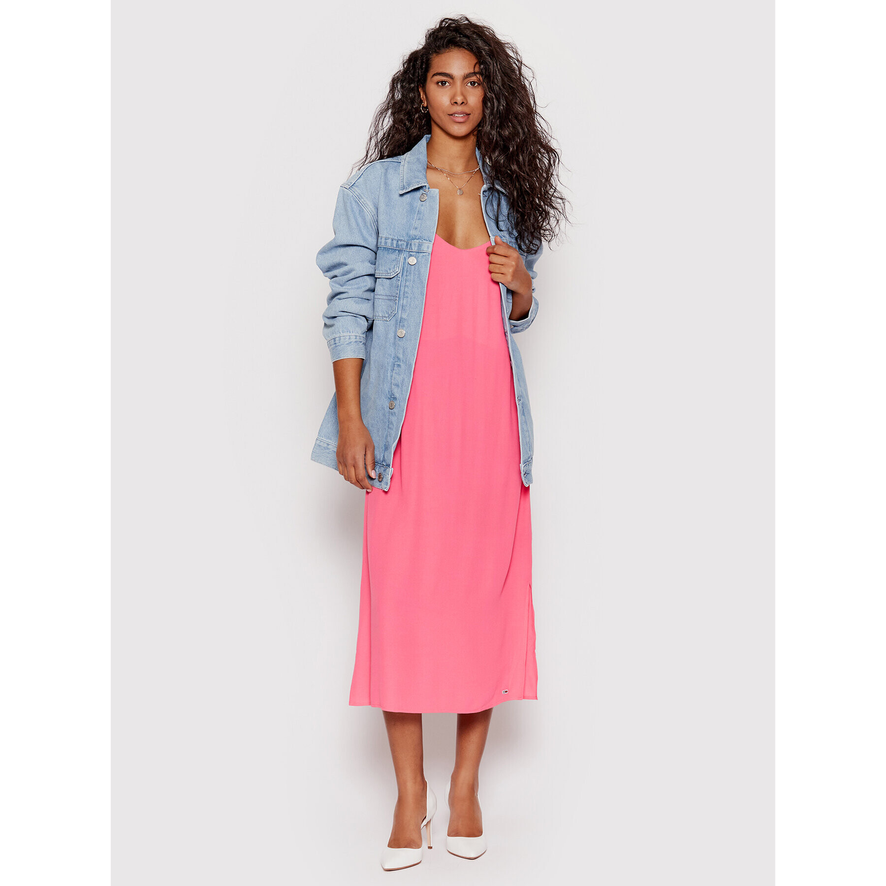 Tommy Jeans Лятна рокля Essential DW0DW12858 Розов Regular Fit - Pepit.bg