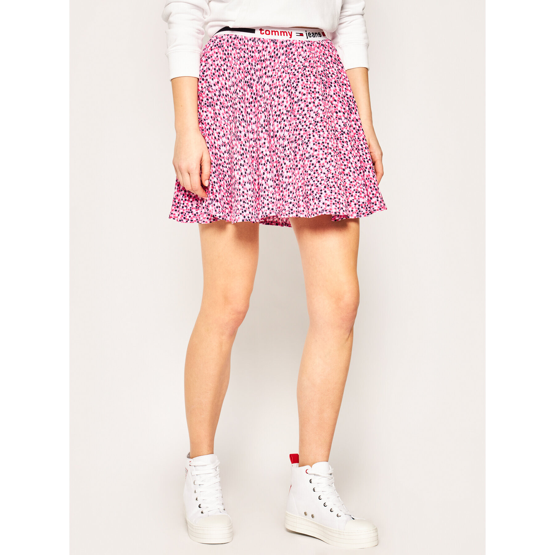 Tommy Jeans Мини пола Printed DW0DW08344 Розов Regular Fit - Pepit.bg