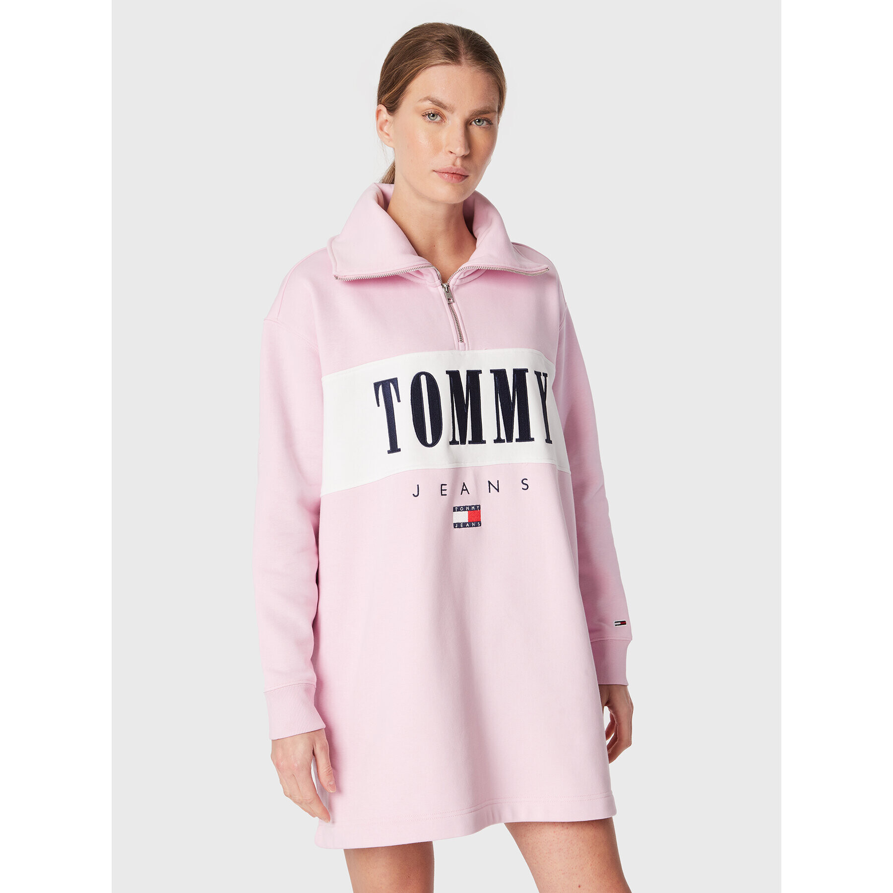 Tommy Jeans Плетена рокля Auth Serif 2 DW0DW14413 Розов Regular Fit - Pepit.bg