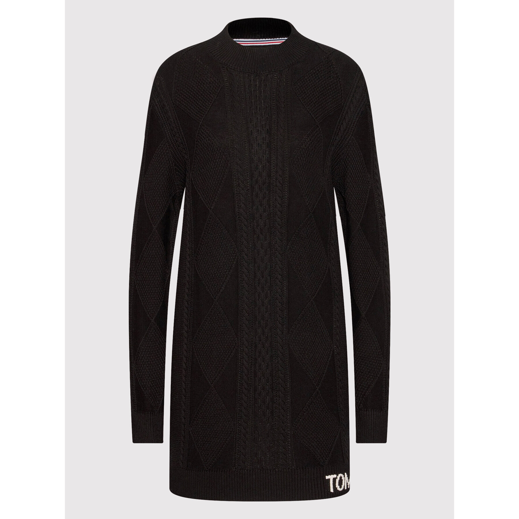 Tommy Jeans Плетена рокля Cable DW0DW11270 Черен Regular Fit - Pepit.bg