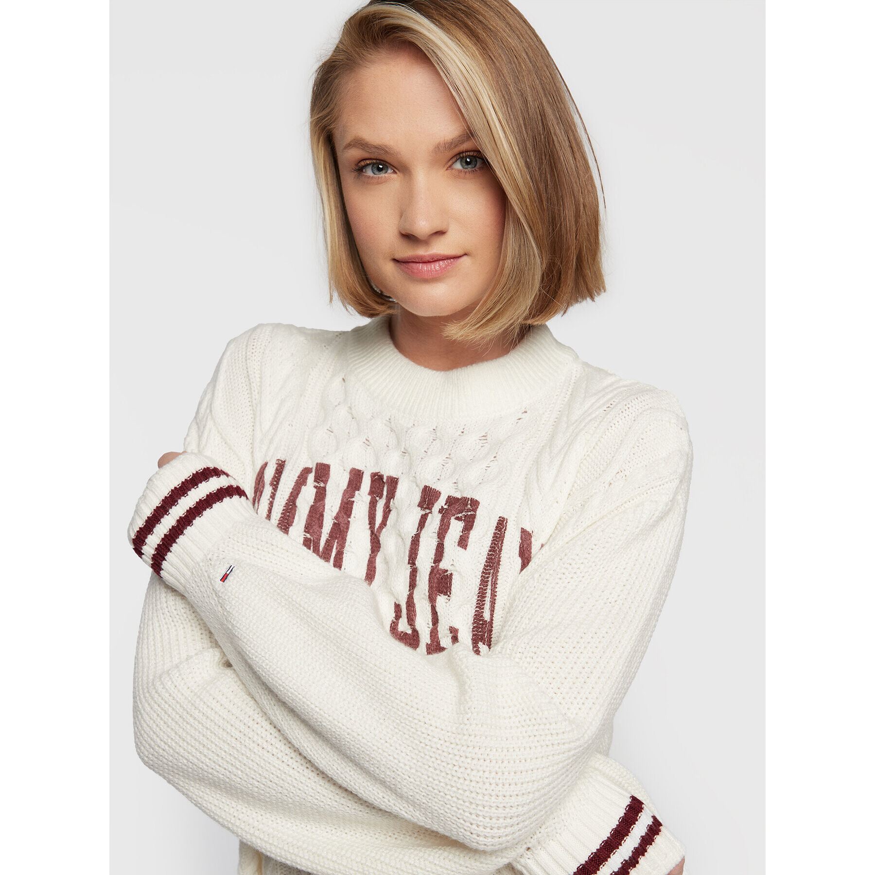 Tommy Jeans Плетена рокля College DW0DW14397 Бежов Regular Fit - Pepit.bg