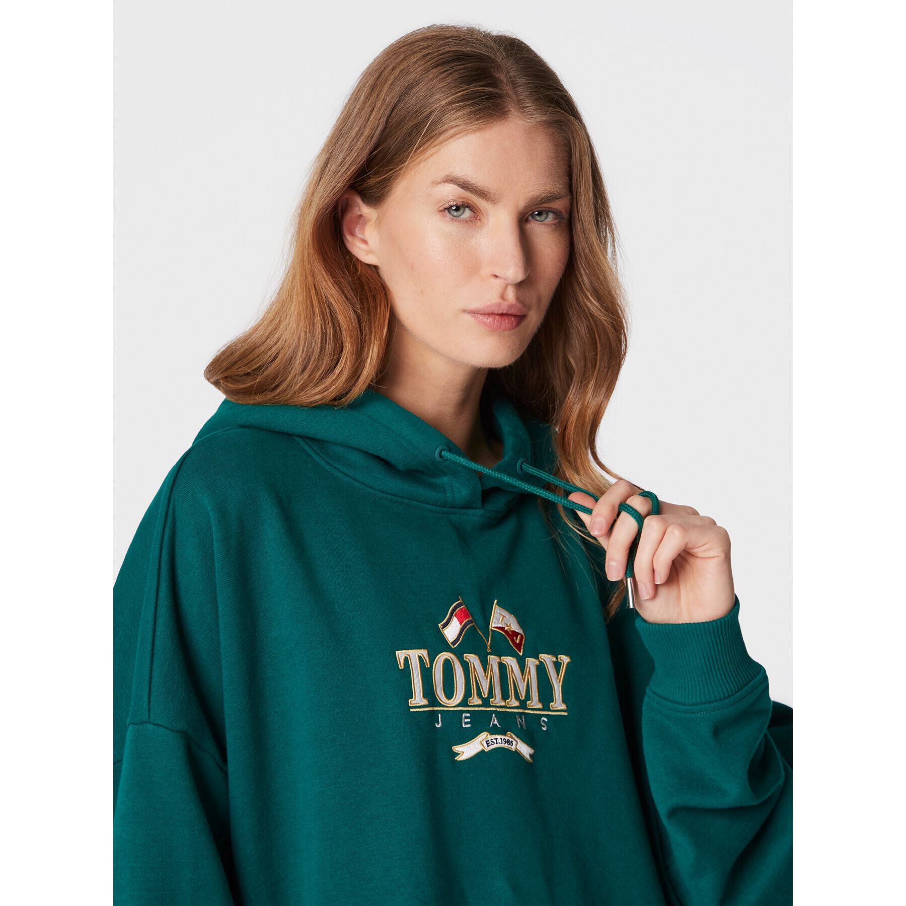 Tommy Jeans Плетена рокля DW0DW14405 Зелен Relaxed Fit - Pepit.bg