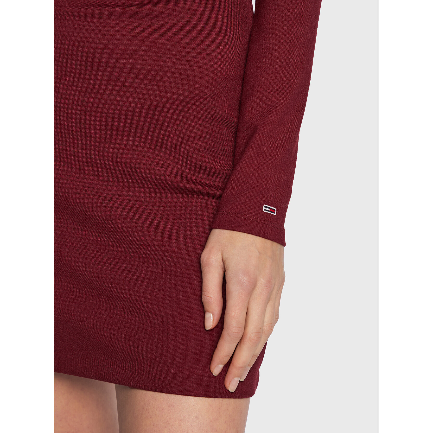 Tommy Jeans Плетена рокля Signature Bodycon DW0DW14386 Бордо Slim Fit - Pepit.bg