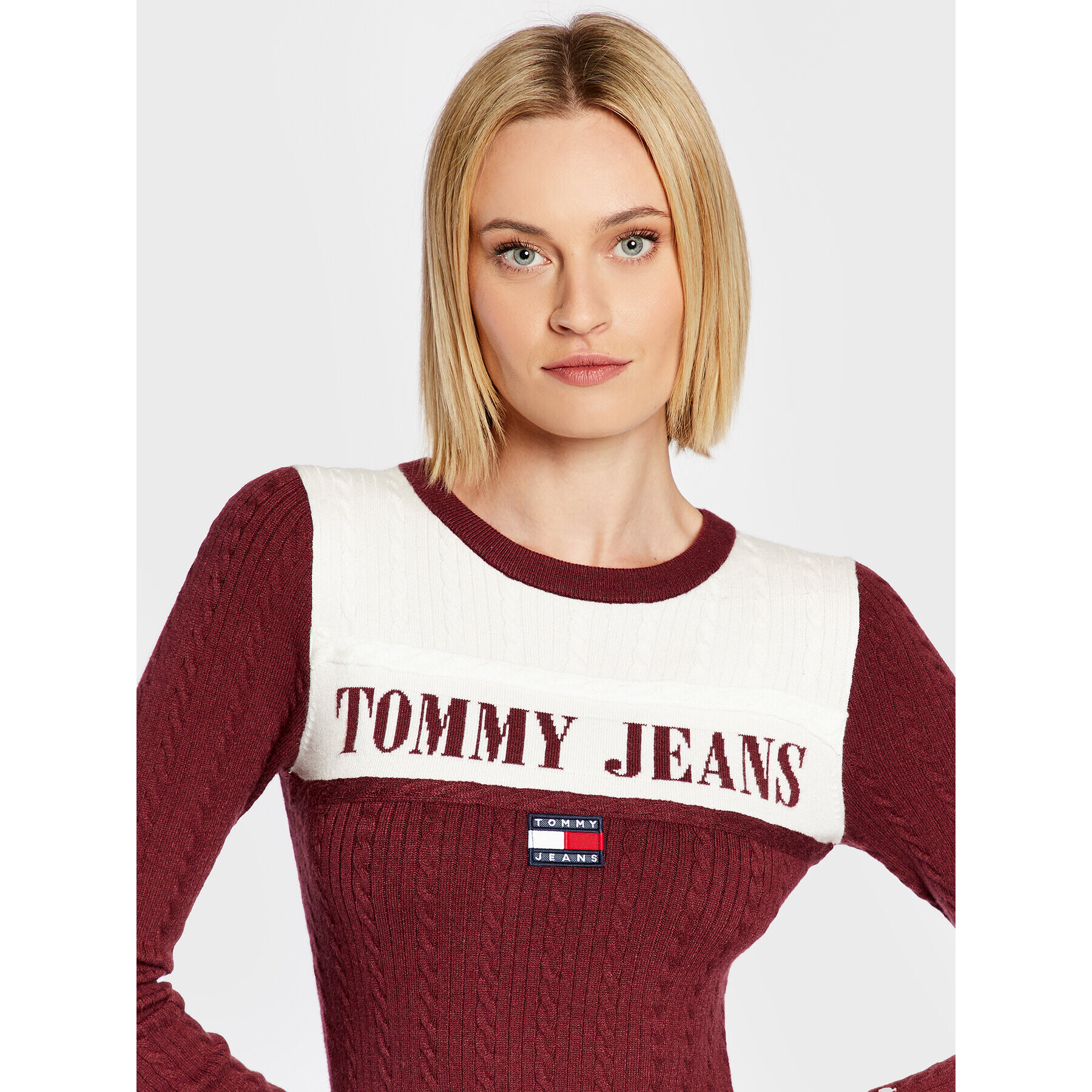 Tommy Jeans Плетена рокля Archive DW0DW14400 Бордо Regular Fit - Pepit.bg