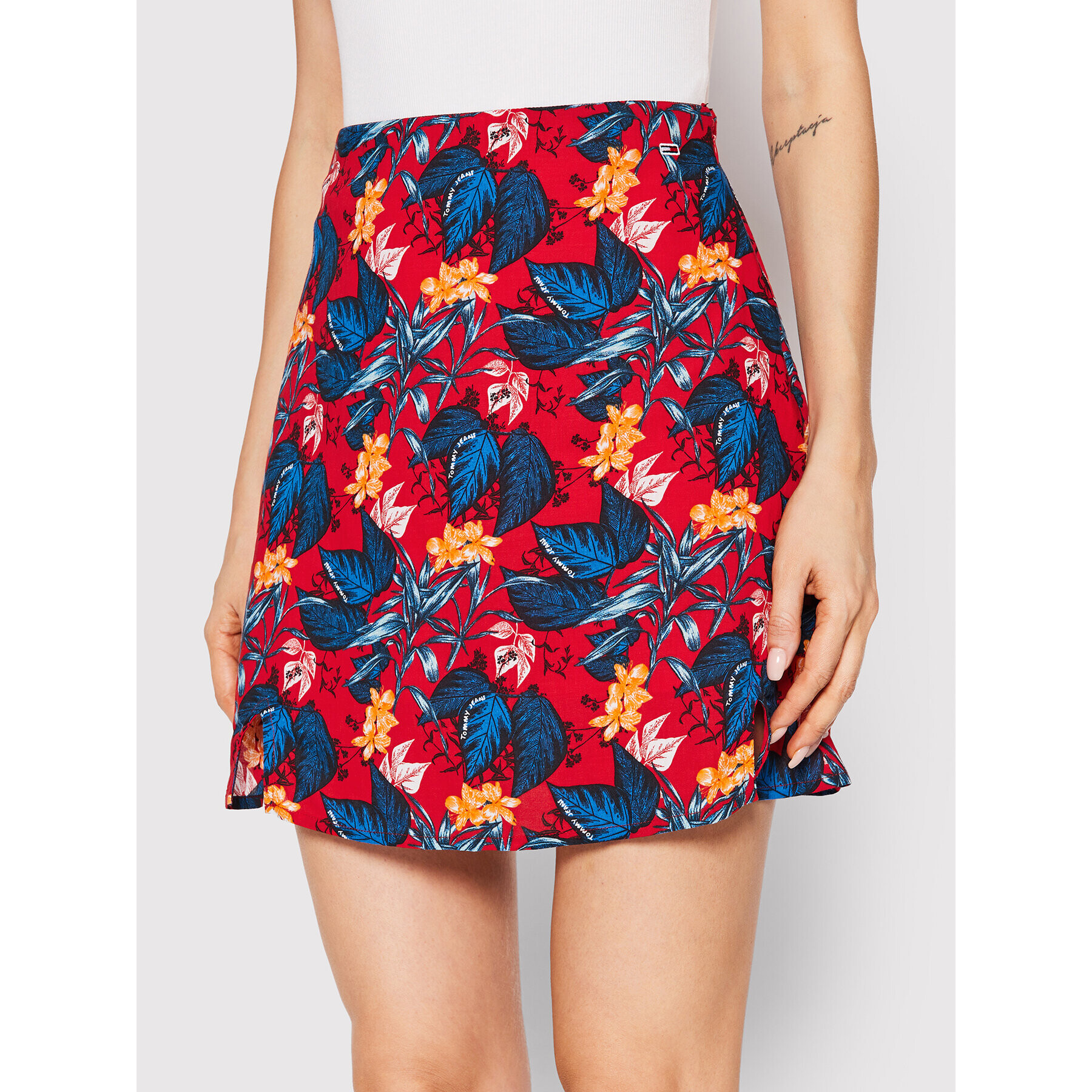 Tommy Jeans Пола тип трапец DW0DW12923 Червен Regular Fit - Pepit.bg