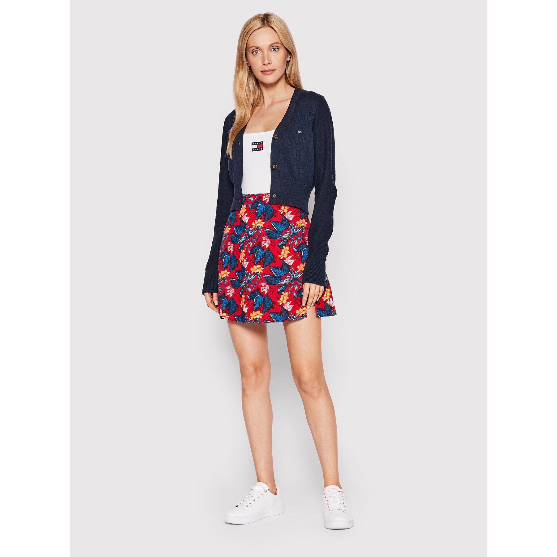 Tommy Jeans Пола тип трапец DW0DW12923 Червен Regular Fit - Pepit.bg