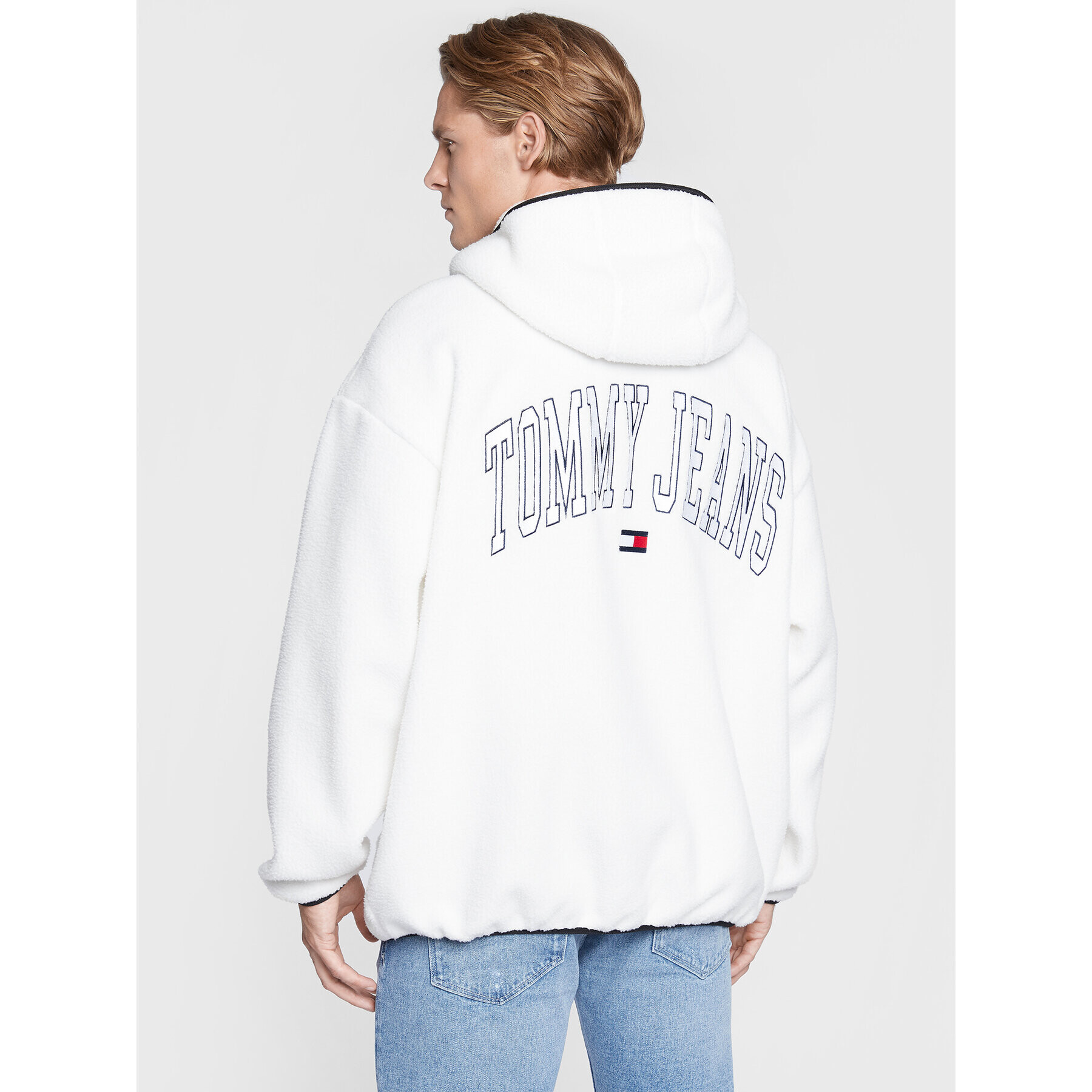 Tommy Jeans Полар Collegiate Sherpa DM0DM15290 Бял Regular Fit - Pepit.bg