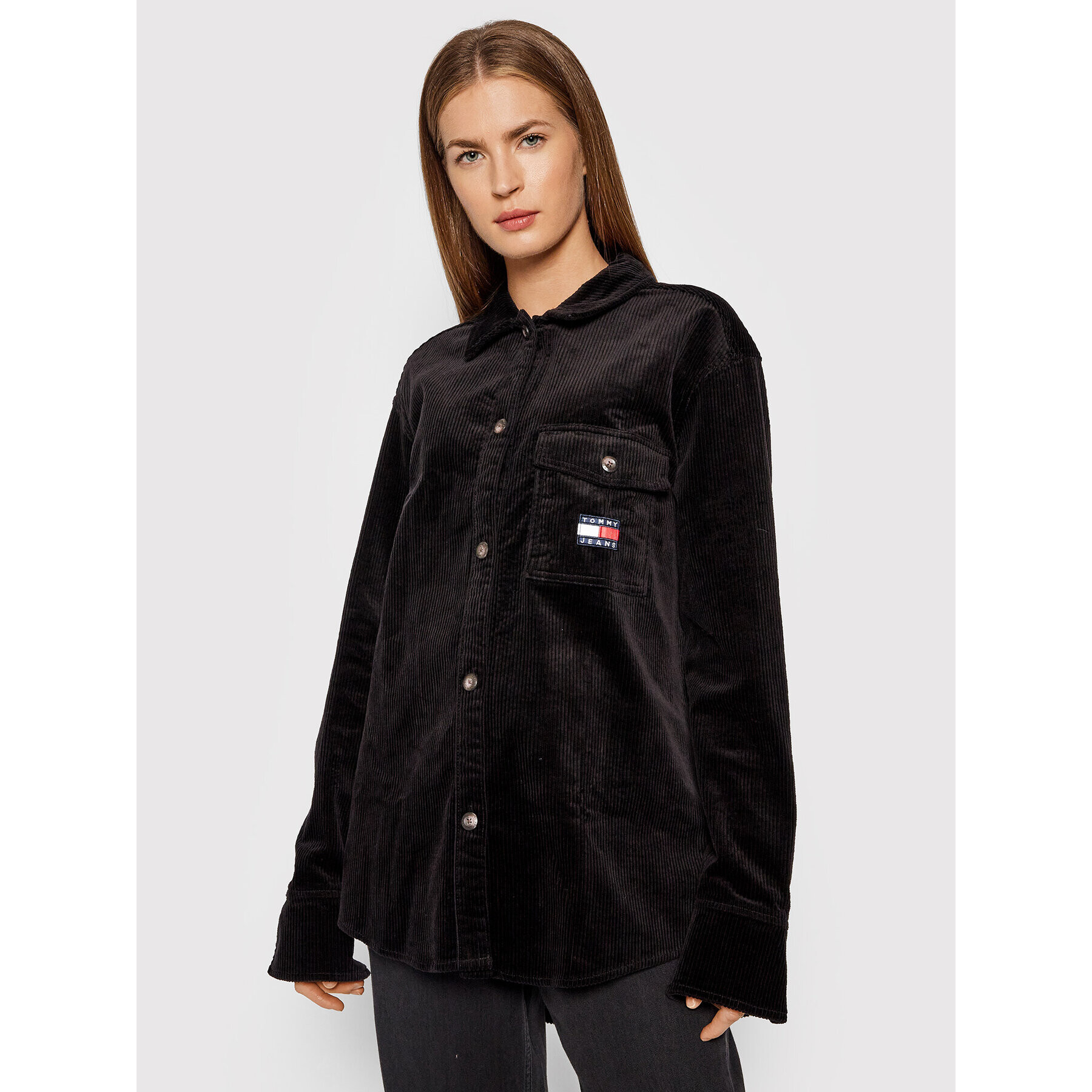 Tommy Jeans Преходно яке Cord DW0DW08911 Черен Oversize - Pepit.bg