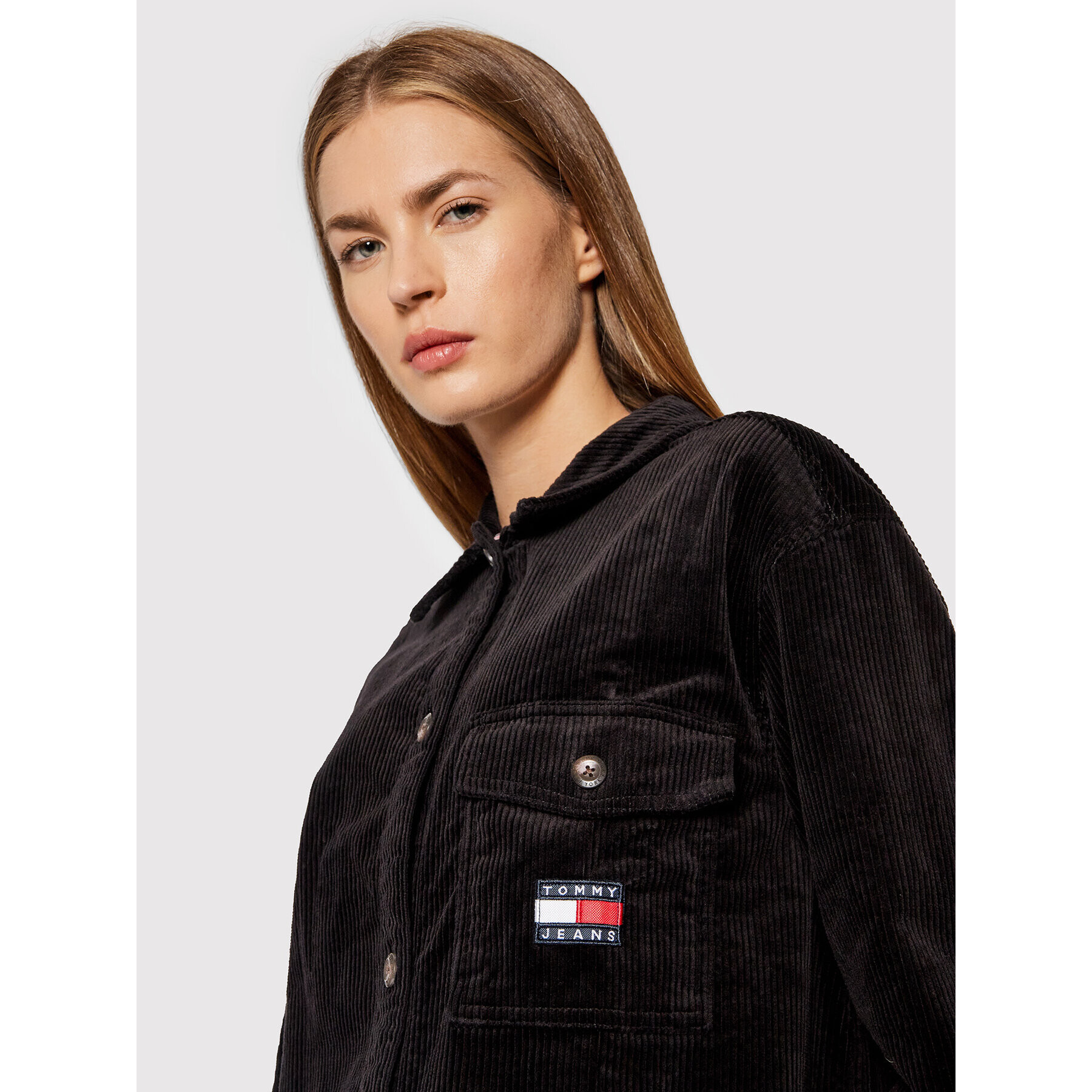 Tommy Jeans Преходно яке Cord DW0DW08911 Черен Oversize - Pepit.bg