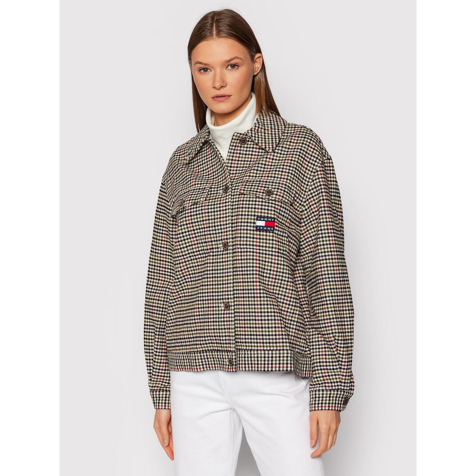 Tommy Jeans Преходно яке Tjw Mini Check DW0DW11215 Цветен Relaxed Fit - Pepit.bg