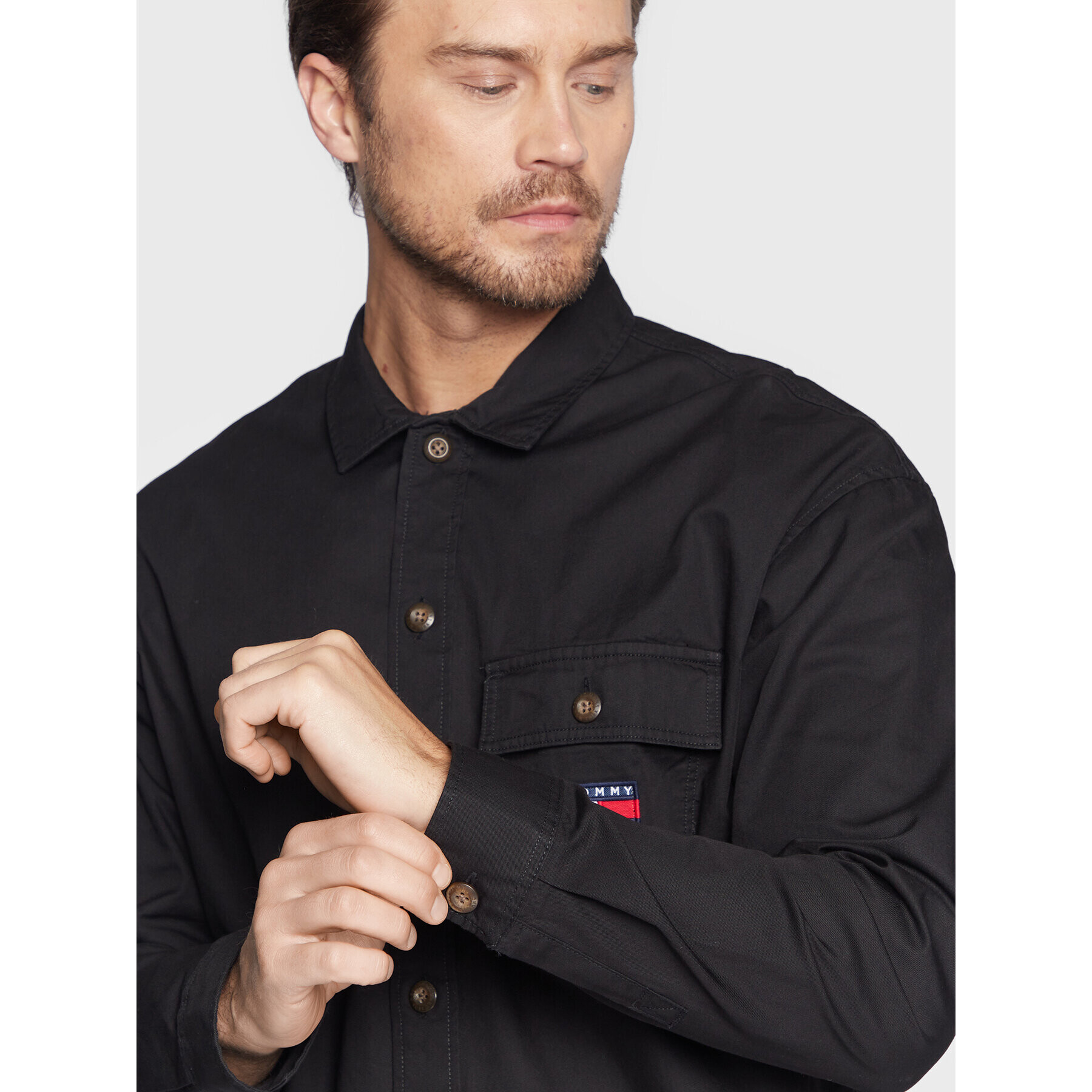 Tommy Jeans Риза Classic Solid DM0DM15129 Черен Overshirt Fit - Pepit.bg